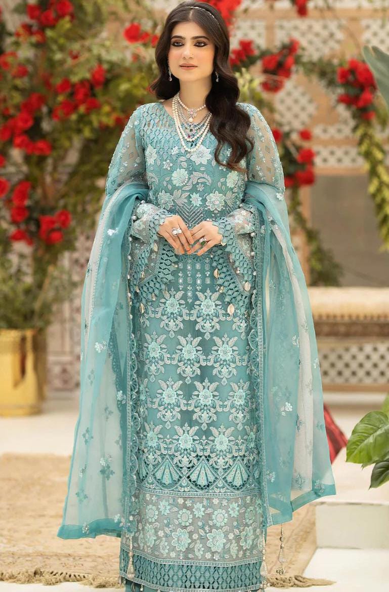 Eid Dress For Womens – Wedding Festival Salwar Kameez Suits Embroidered Chiffon Pakistani Eid Partywear Suit  In Large Size