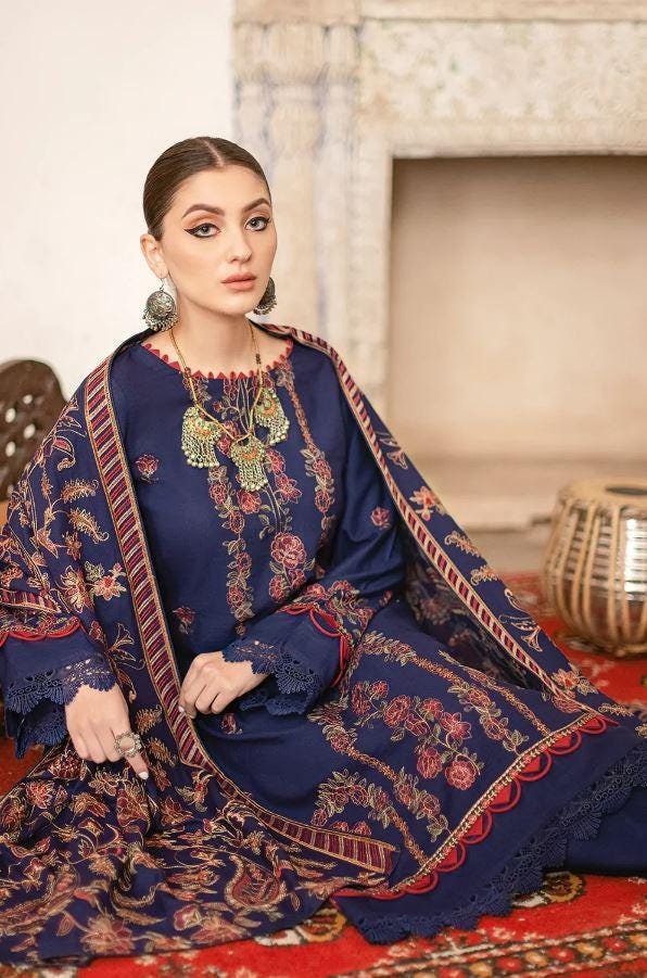 Eid Dress For Womens - Pakistani Embroidered Karandi Ramadan Partywear Festival Suits Salwar Kameez Suit In Medium size By Ramsha
