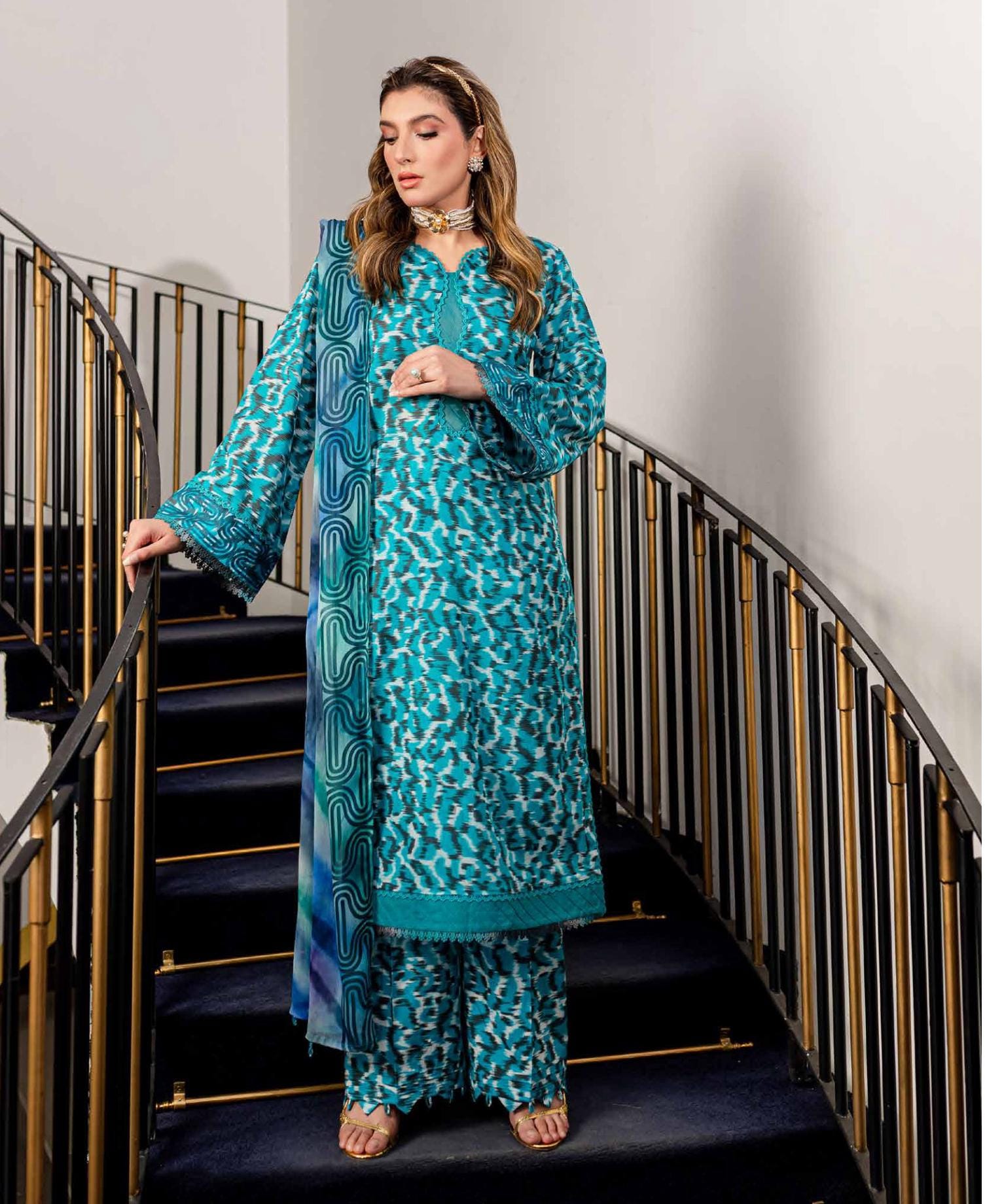 Eid Dress For Womens - Pakistani Printed Lawn Ramadan Partywear Festival Suits In Medium Size