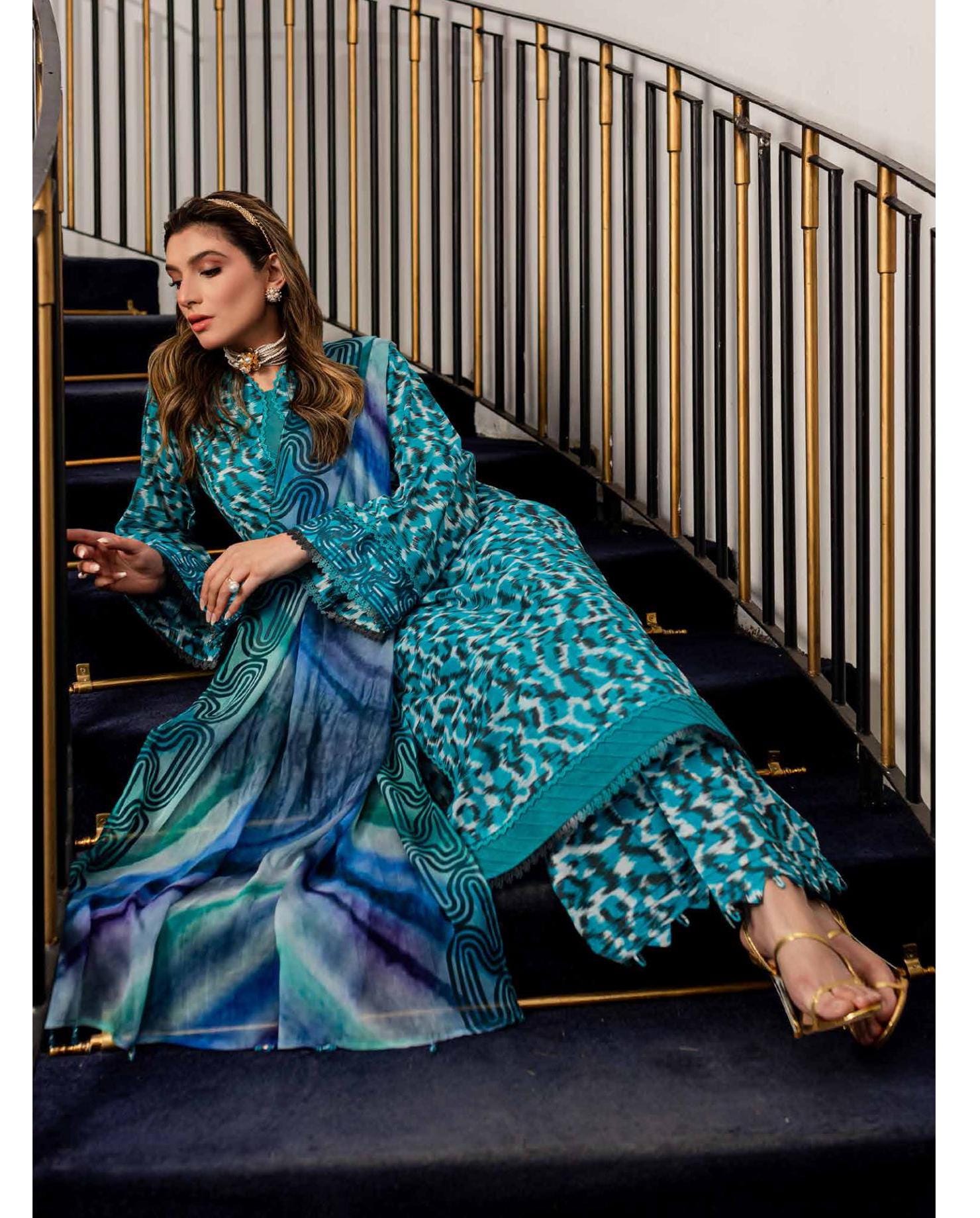 Eid Dress For Womens - Pakistani Printed Lawn Ramadan Partywear Festival Suits In Medium Size