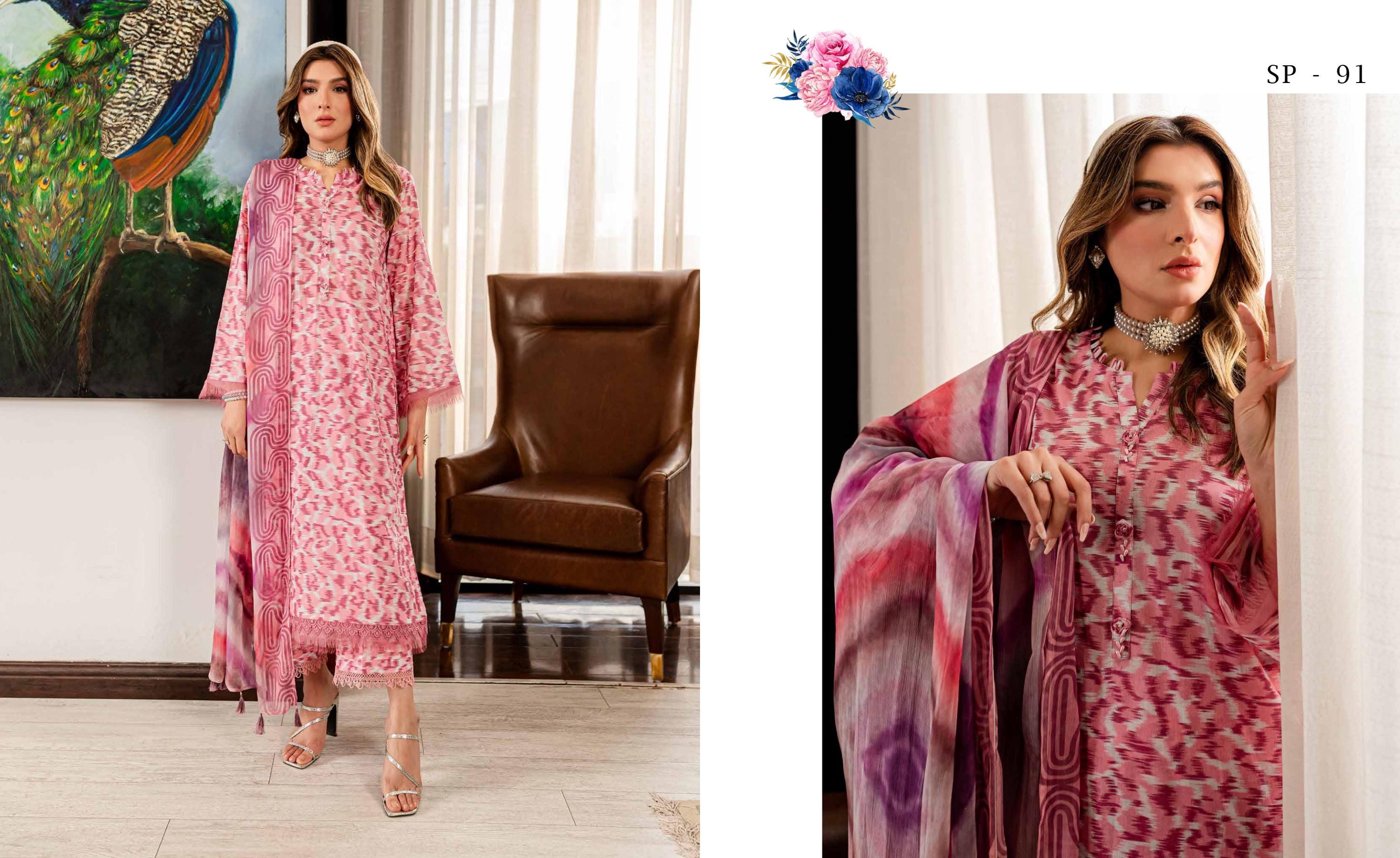 Eid Dress For Womens - Pakistani Printed Lawn Ramadan Partywear Festival Suits In Medium Size