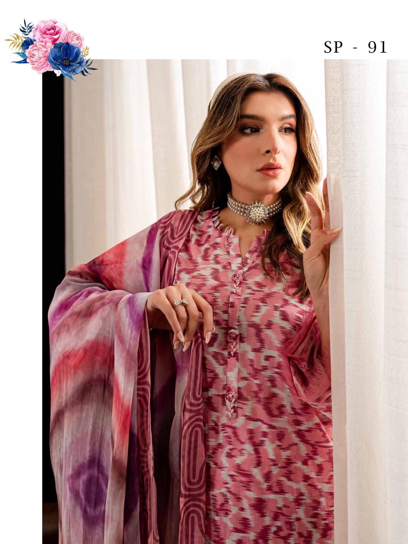 Eid Dress For Womens - Pakistani Printed Lawn Ramadan Partywear Festival Suits In Medium Size