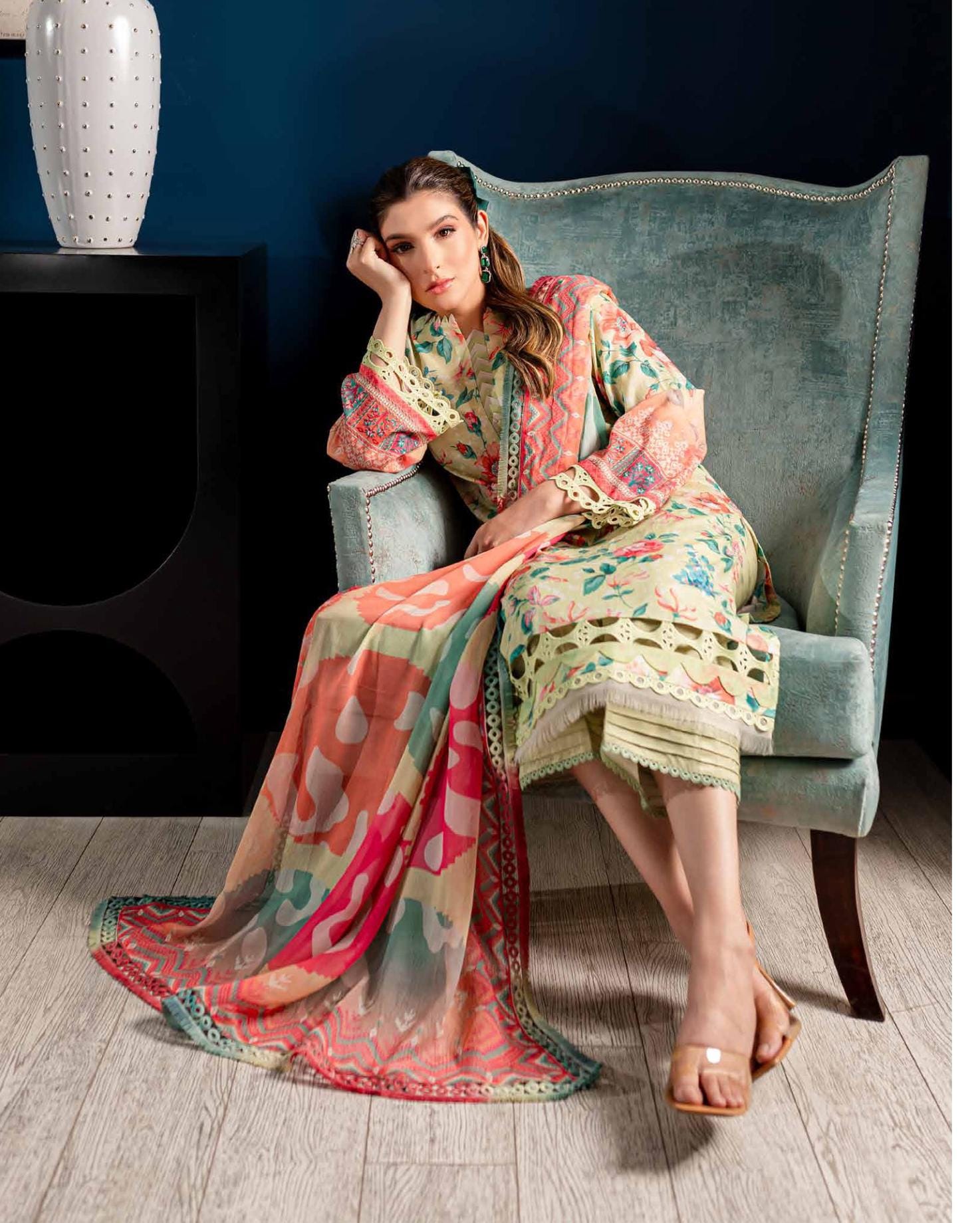 Eid Dress For Womens - Pakistani Printed Lawn Ramadan Partywear Festival Suits In Medium Size