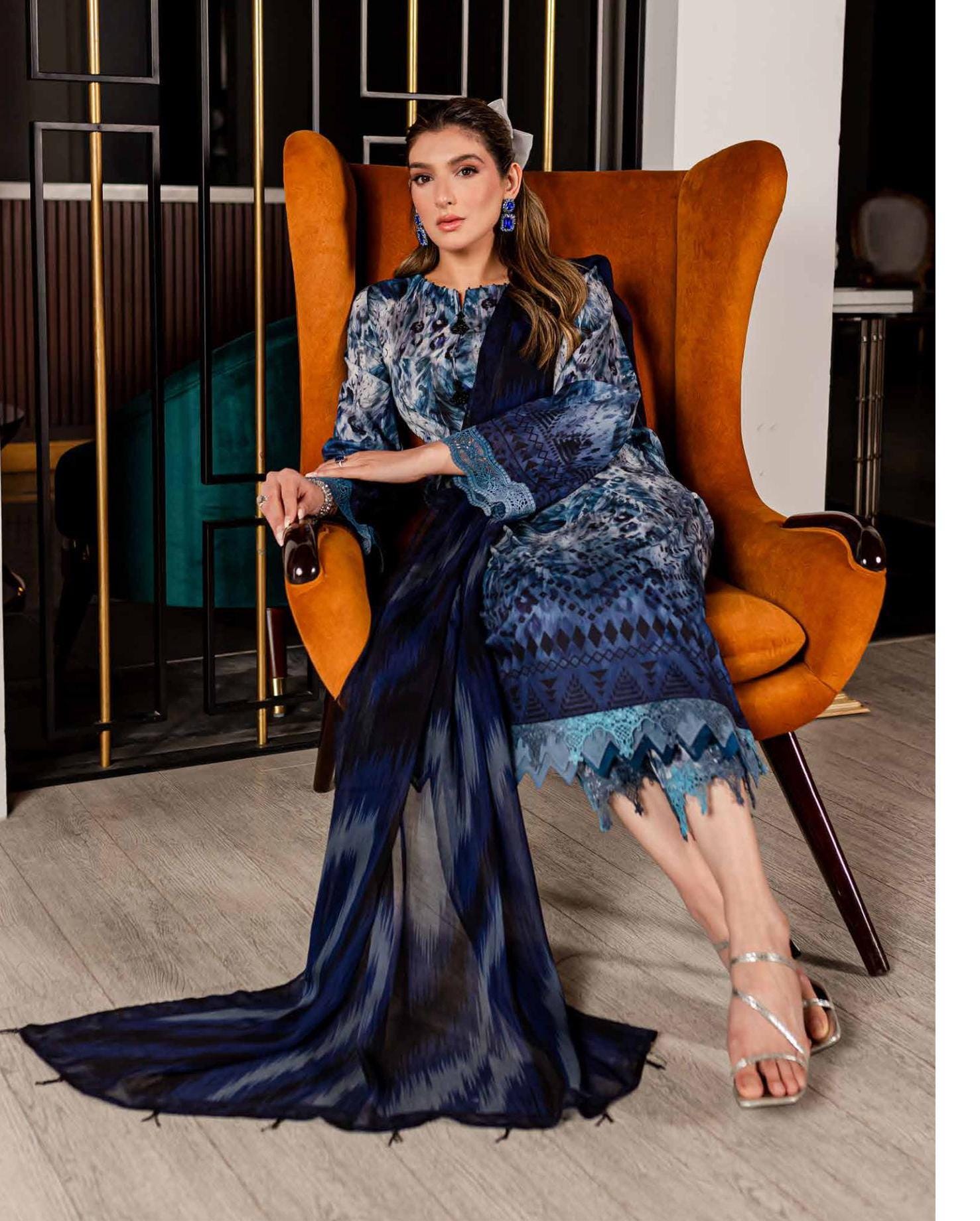 Eid Dress For Womens - Pakistani Printed Lawn Ramadan Partywear Festival Suits In Medium Size