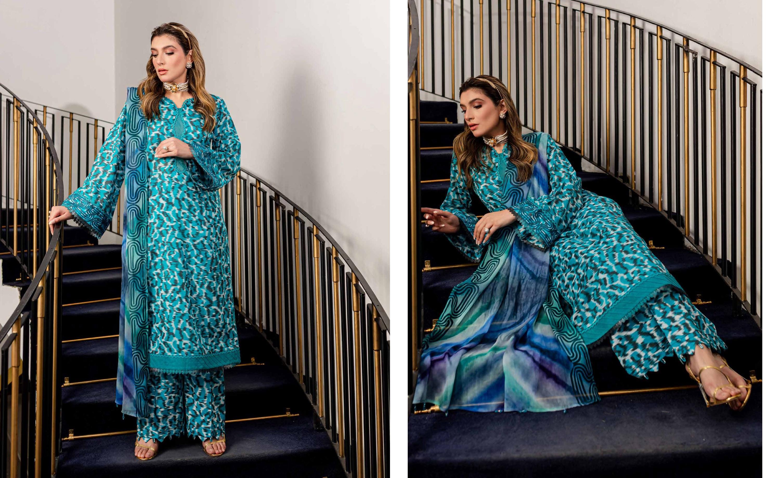 Eid Dress For Womens - Pakistani Printed Lawn Ramadan Partywear Festival Suits In Medium Size