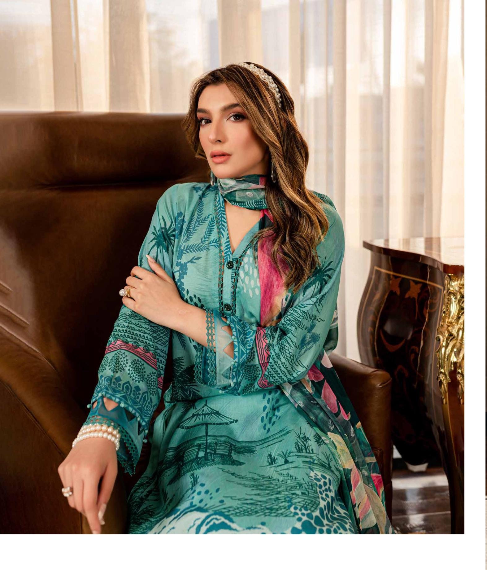 Eid Dress For Womens - Pakistani Printed Lawn Ramadan Partywear Festival Suits In Medium Size