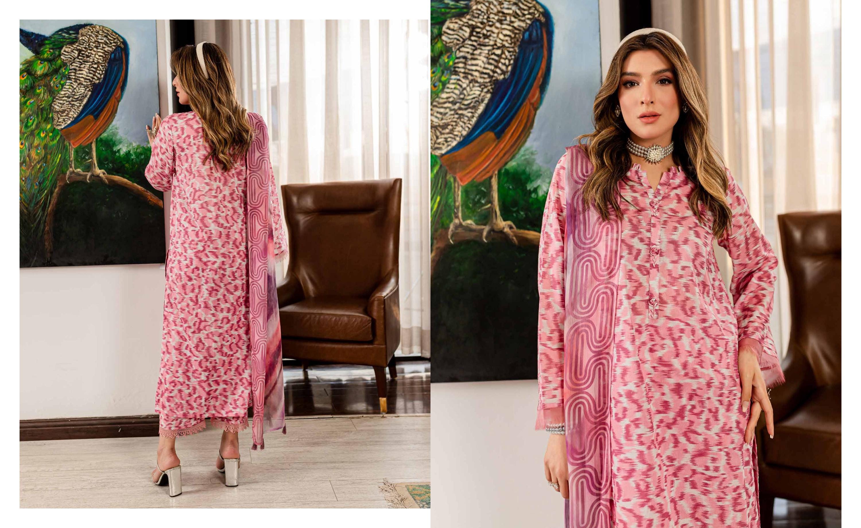 Eid Dress For Womens - Pakistani Printed Lawn Ramadan Partywear Festival Suits In Medium Size