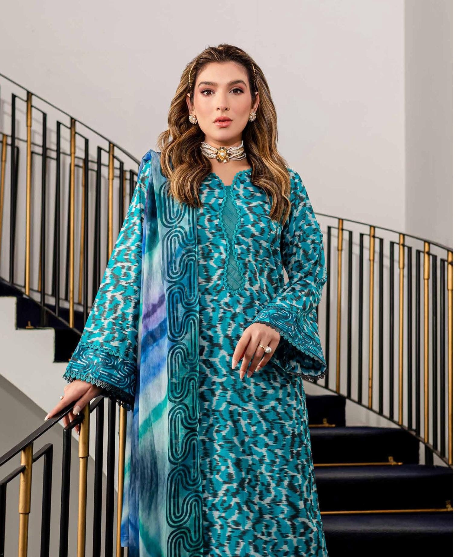 Eid Dress For Womens - Pakistani Printed Lawn Ramadan Partywear Festival Suits In Medium Size