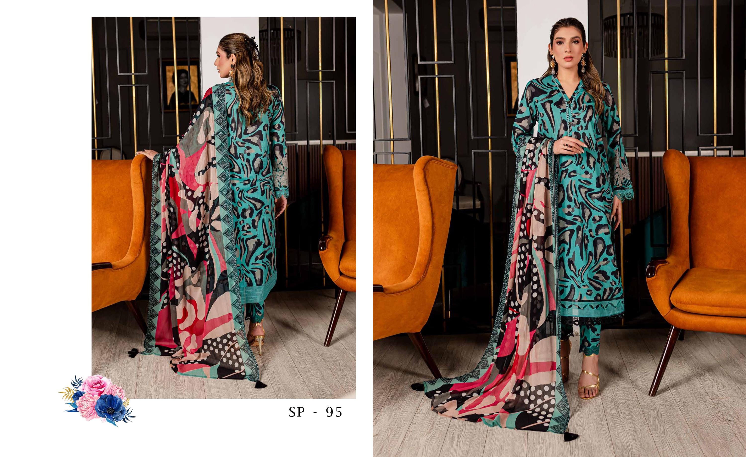 Eid Dress For Womens - Pakistani Printed Lawn Ramadan Partywear Festival Suits In Medium Size