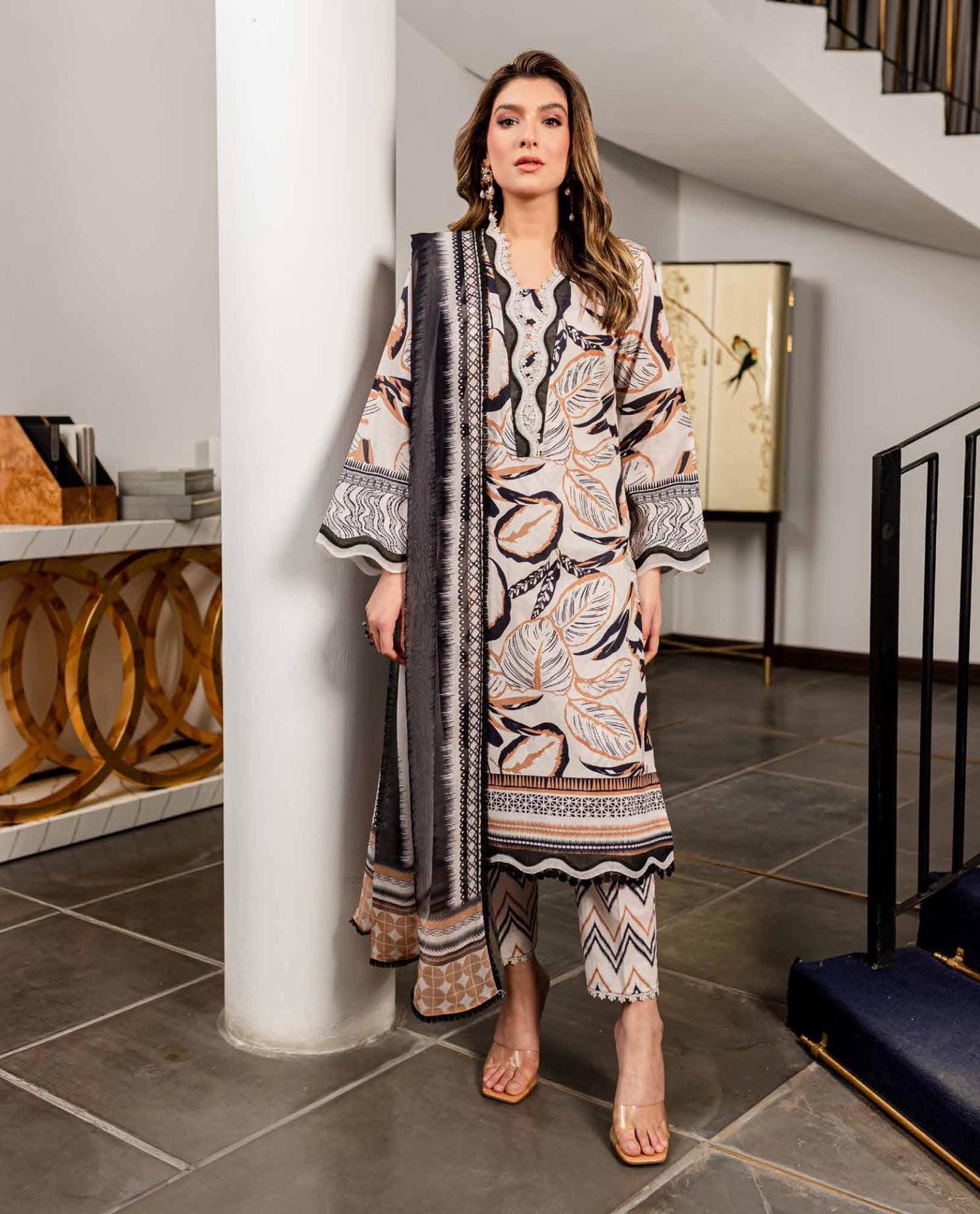 Eid Dress For Womens - Pakistani Printed Lawn Ramadan Partywear Festival Suits In Medium Size