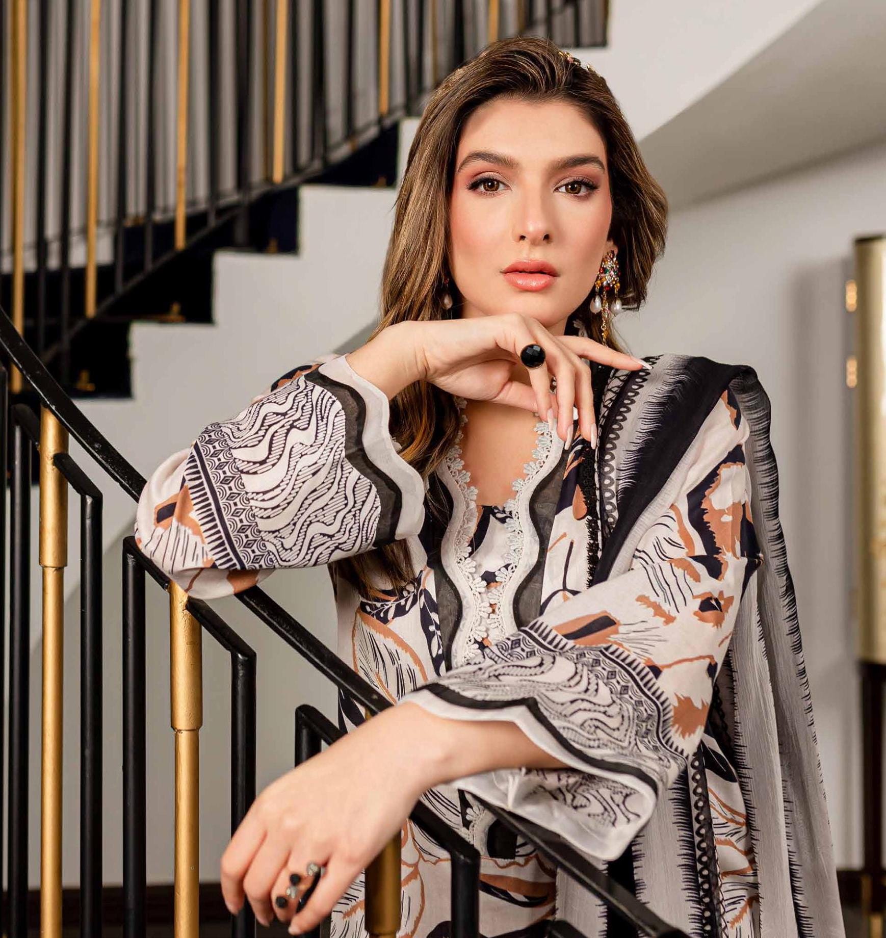Eid Dress For Womens - Pakistani Printed Lawn Ramadan Partywear Festival Suits In Medium Size