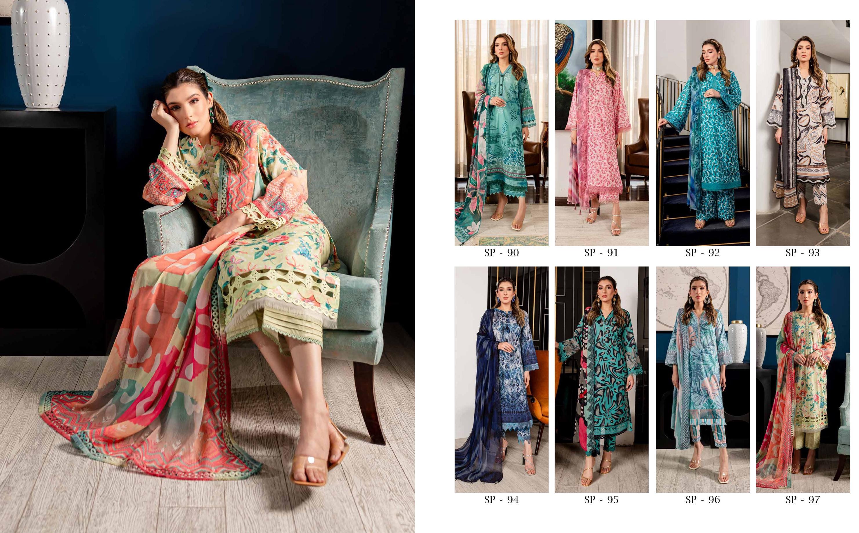 Eid Dress For Womens - Pakistani Printed Lawn Ramadan Partywear Festival Suits In Medium Size