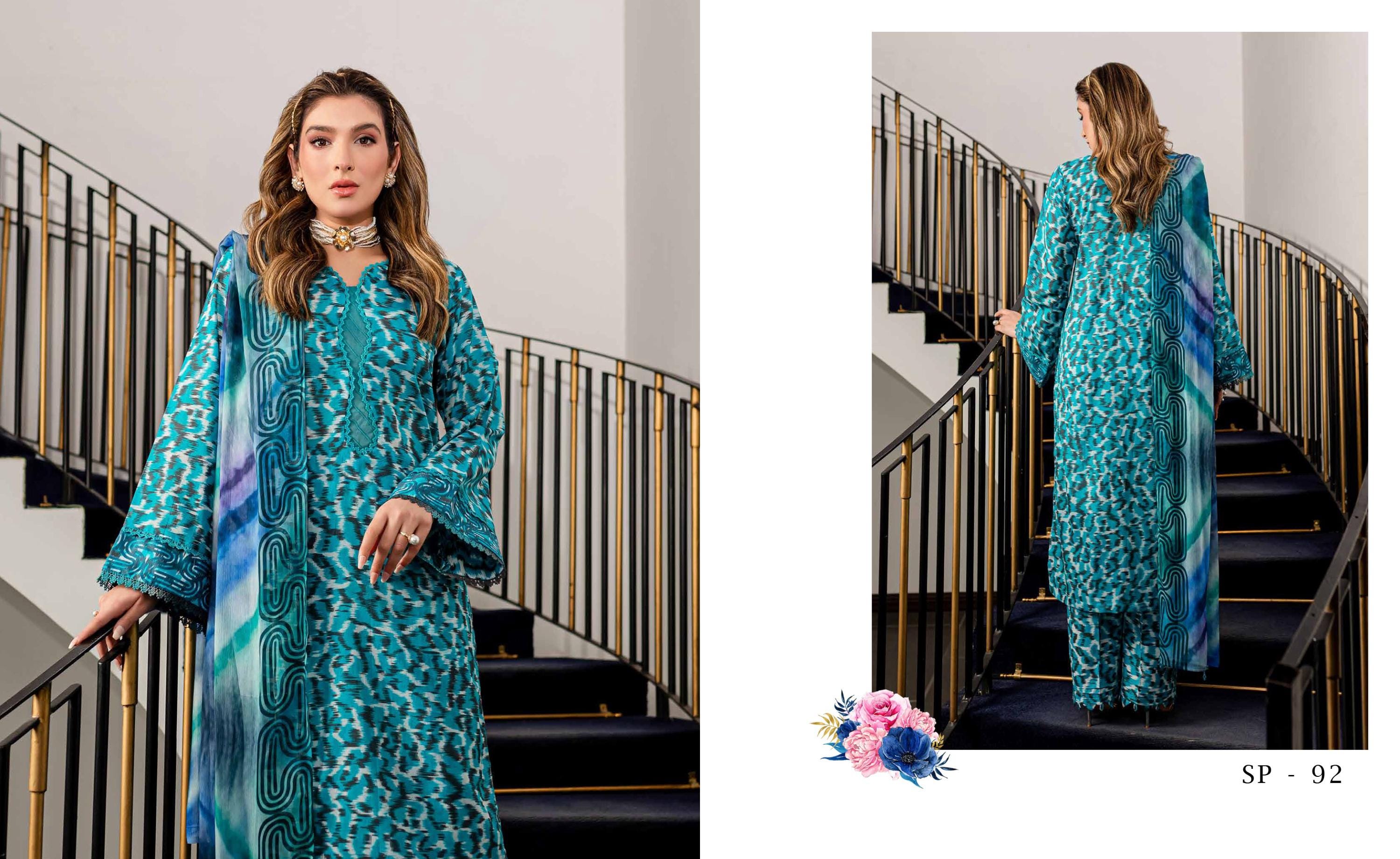 Eid Dress For Womens - Pakistani Printed Lawn Ramadan Partywear Festival Suits In Medium Size