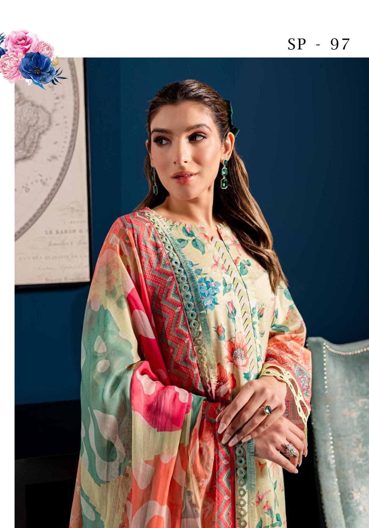 Eid Dress For Womens - Pakistani Printed Lawn Ramadan Partywear Festival Suits In Medium Size