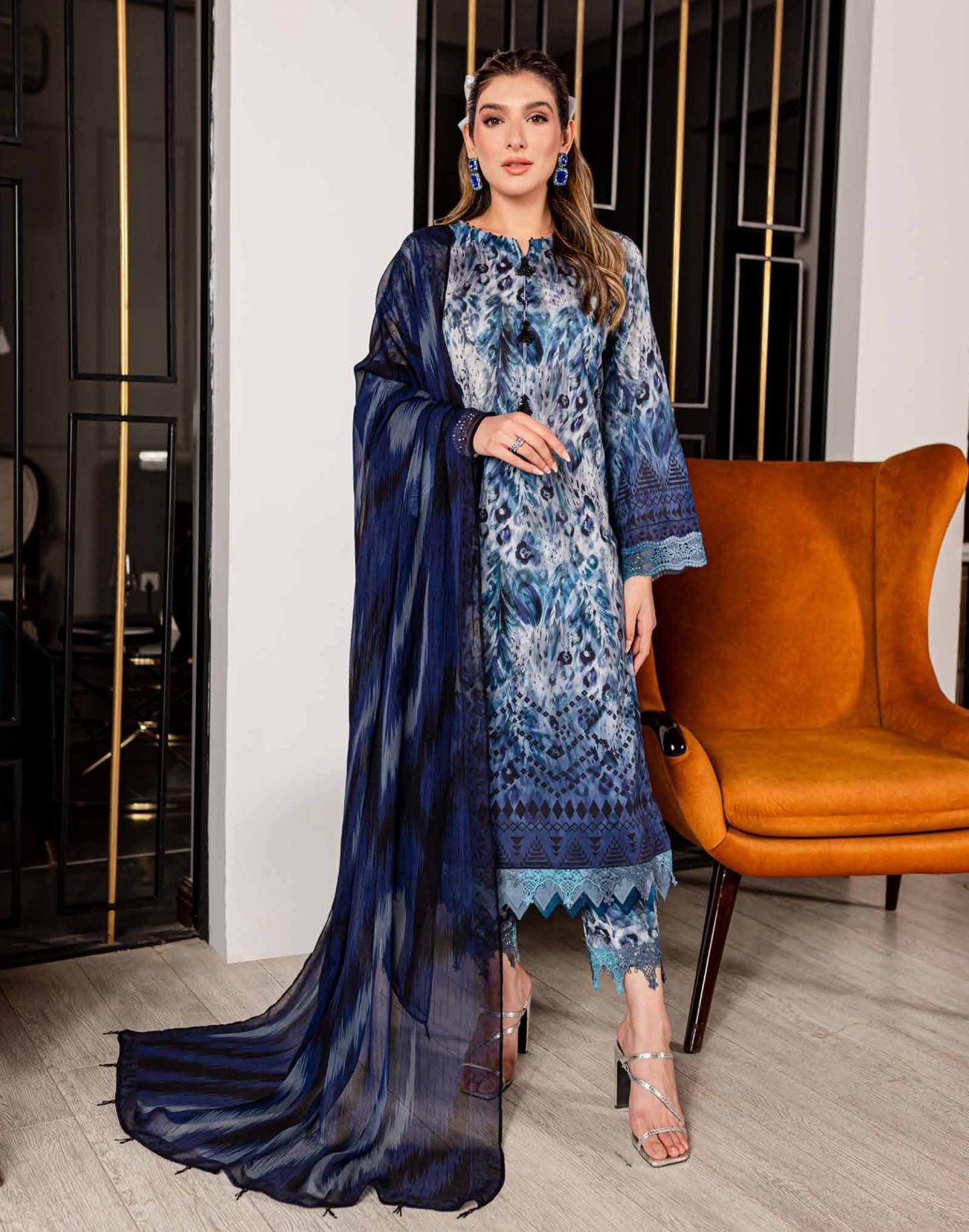 Eid Dress For Womens - Pakistani Printed Lawn Ramadan Partywear Festival Suits In Medium Size