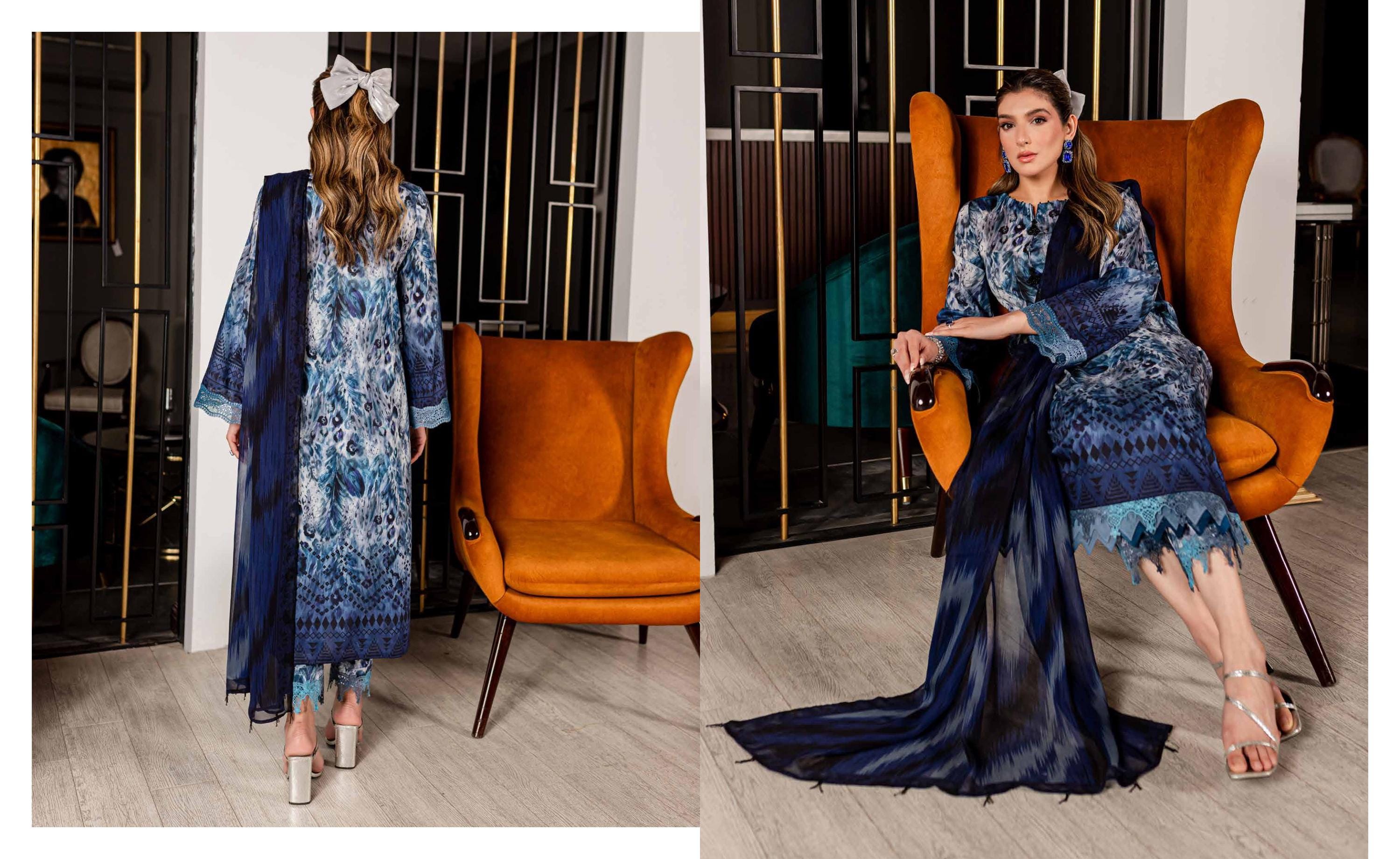 Eid Dress For Womens - Pakistani Printed Lawn Ramadan Partywear Festival Suits In Medium Size