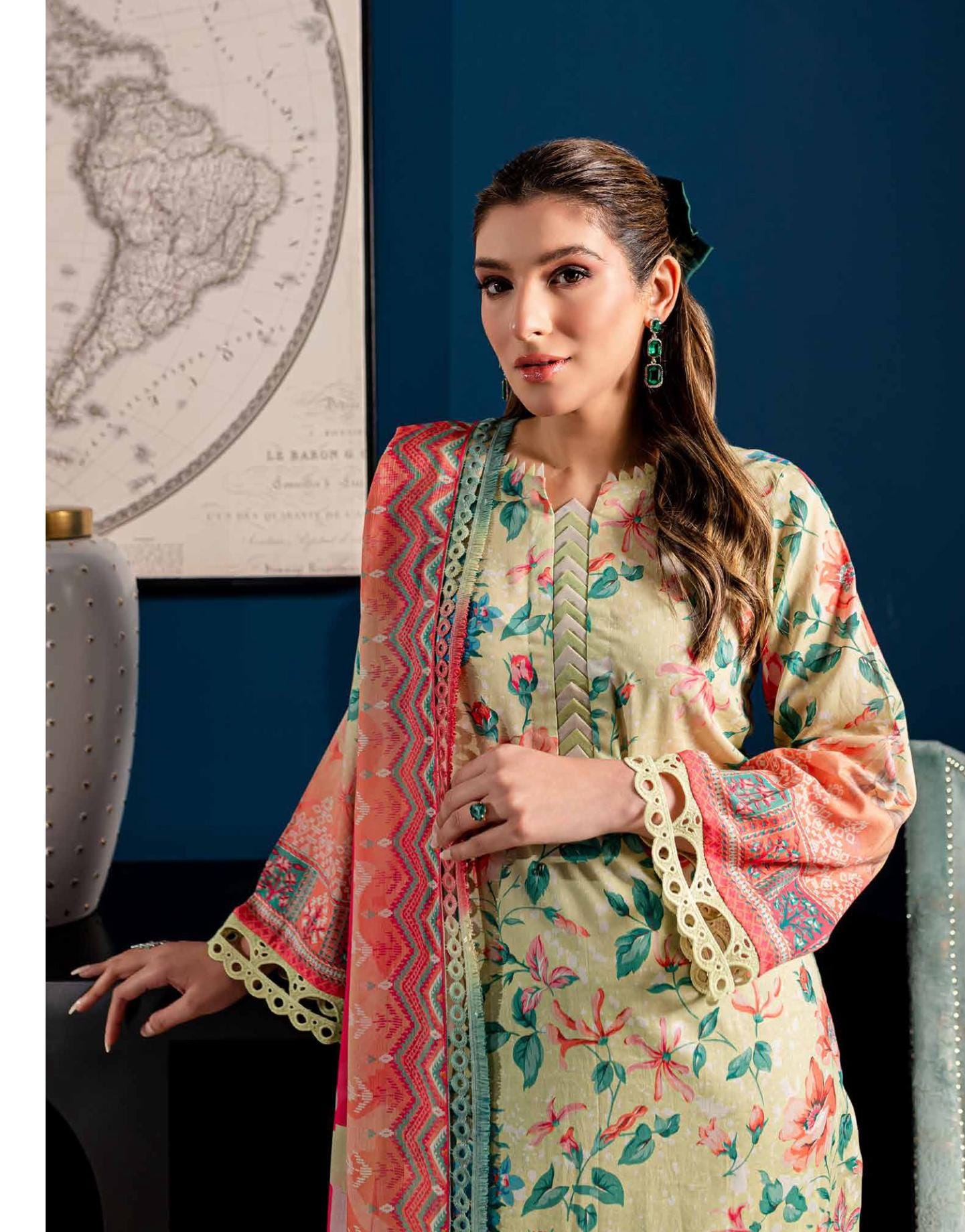 Eid Dress For Womens - Pakistani Printed Lawn Ramadan Partywear Festival Suits In Medium Size