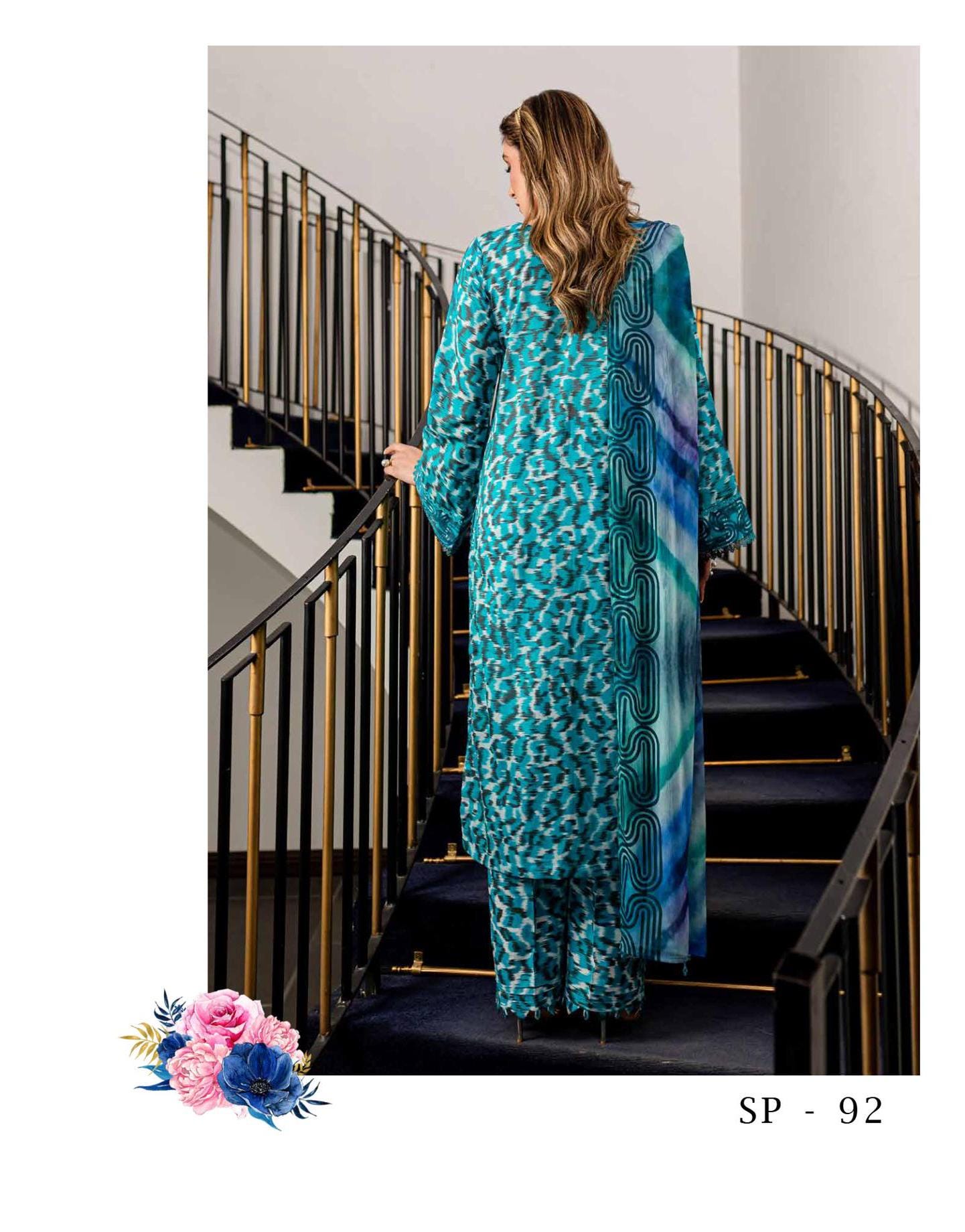 Eid Dress For Womens - Pakistani Printed Lawn Ramadan Partywear Festival Suits In Medium Size
