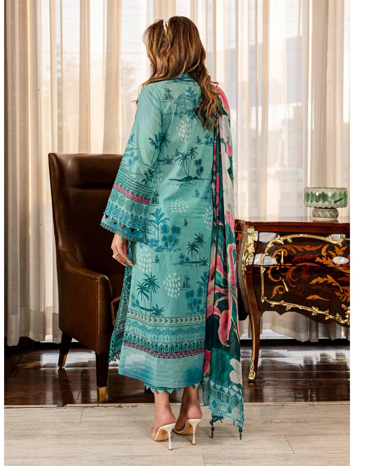 Eid Dress For Womens - Pakistani Printed Lawn Ramadan Partywear Festival Suits In Medium Size