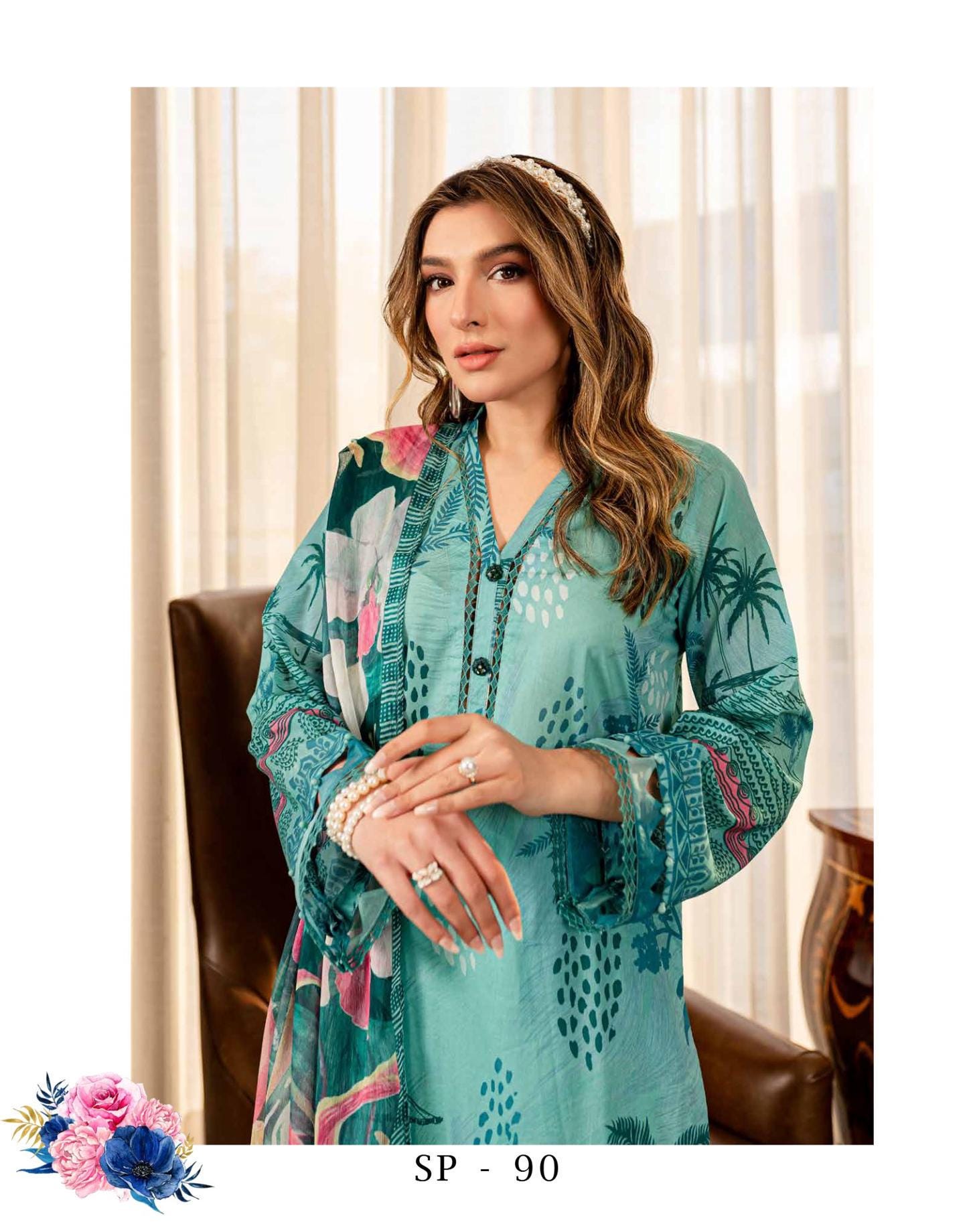 Eid Dress For Womens - Pakistani Printed Lawn Ramadan Partywear Festival Suits In Medium Size