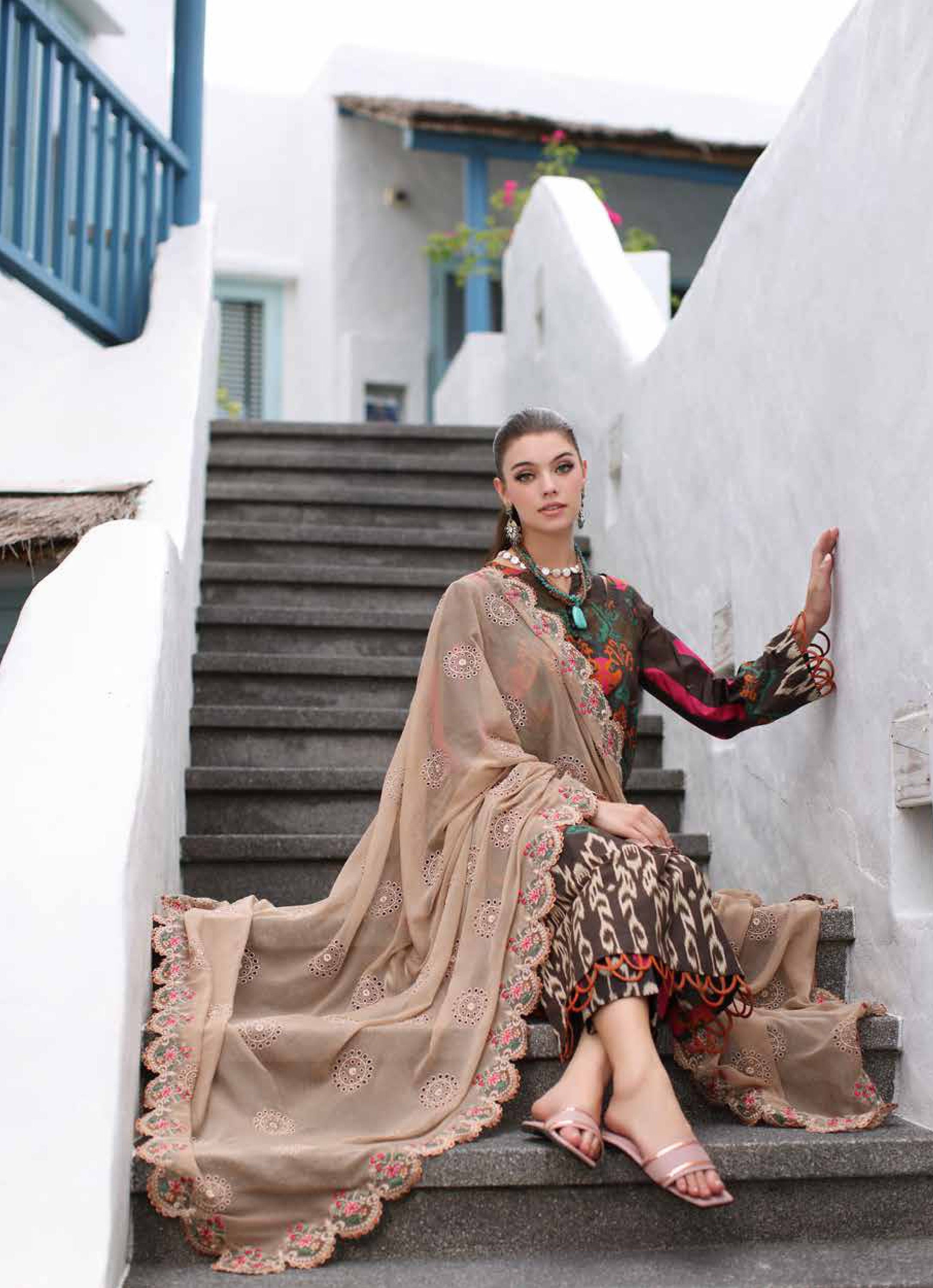 Eid Dress For Womens - Pakistani Embroidered Lawn Ramadan Partywear Festival Suits Salwar Kameez Suit In  Medium & Large Size