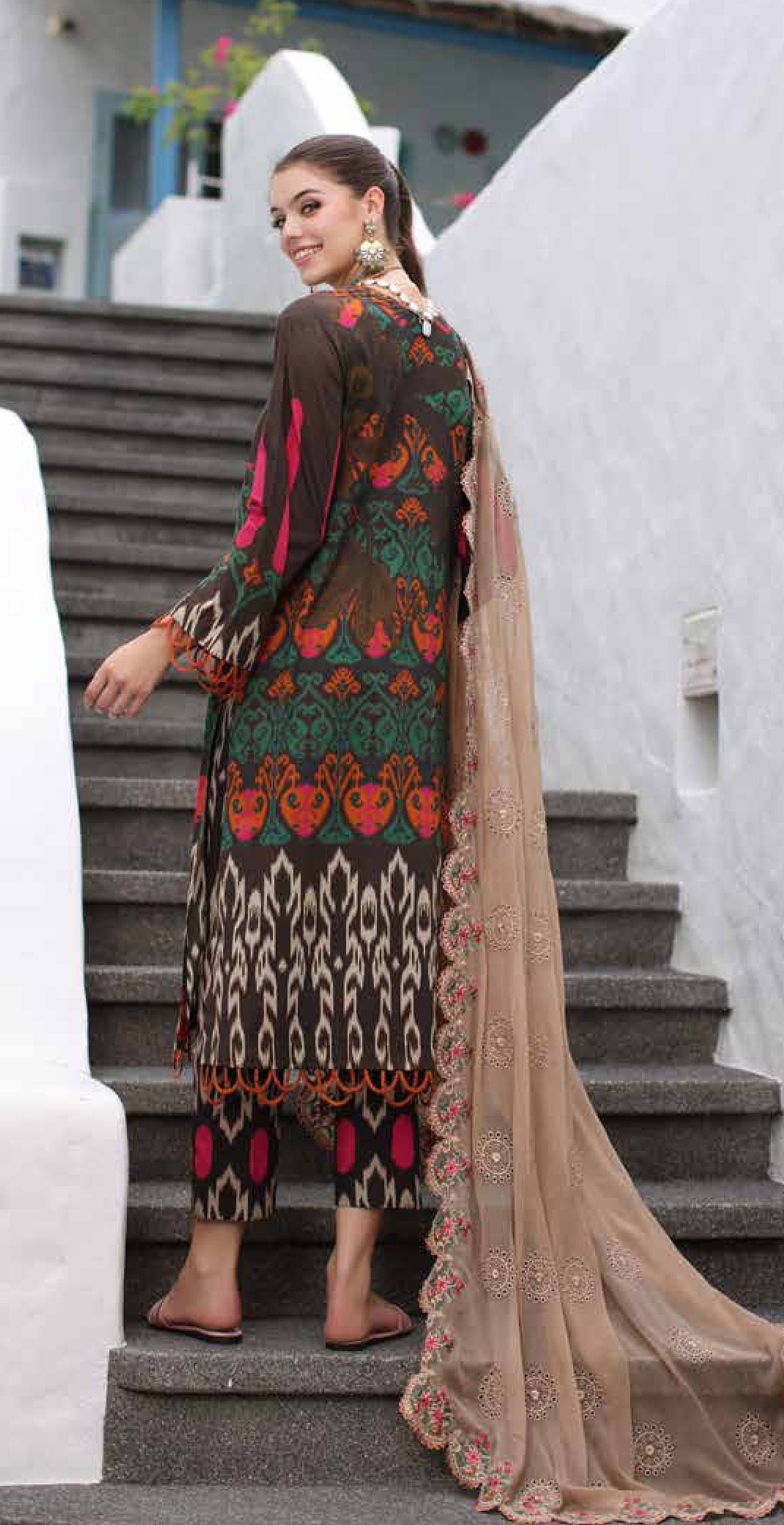 Eid Dress For Womens - Pakistani Embroidered Lawn Ramadan Partywear Festival Suits Salwar Kameez Suit In  Medium & Large Size