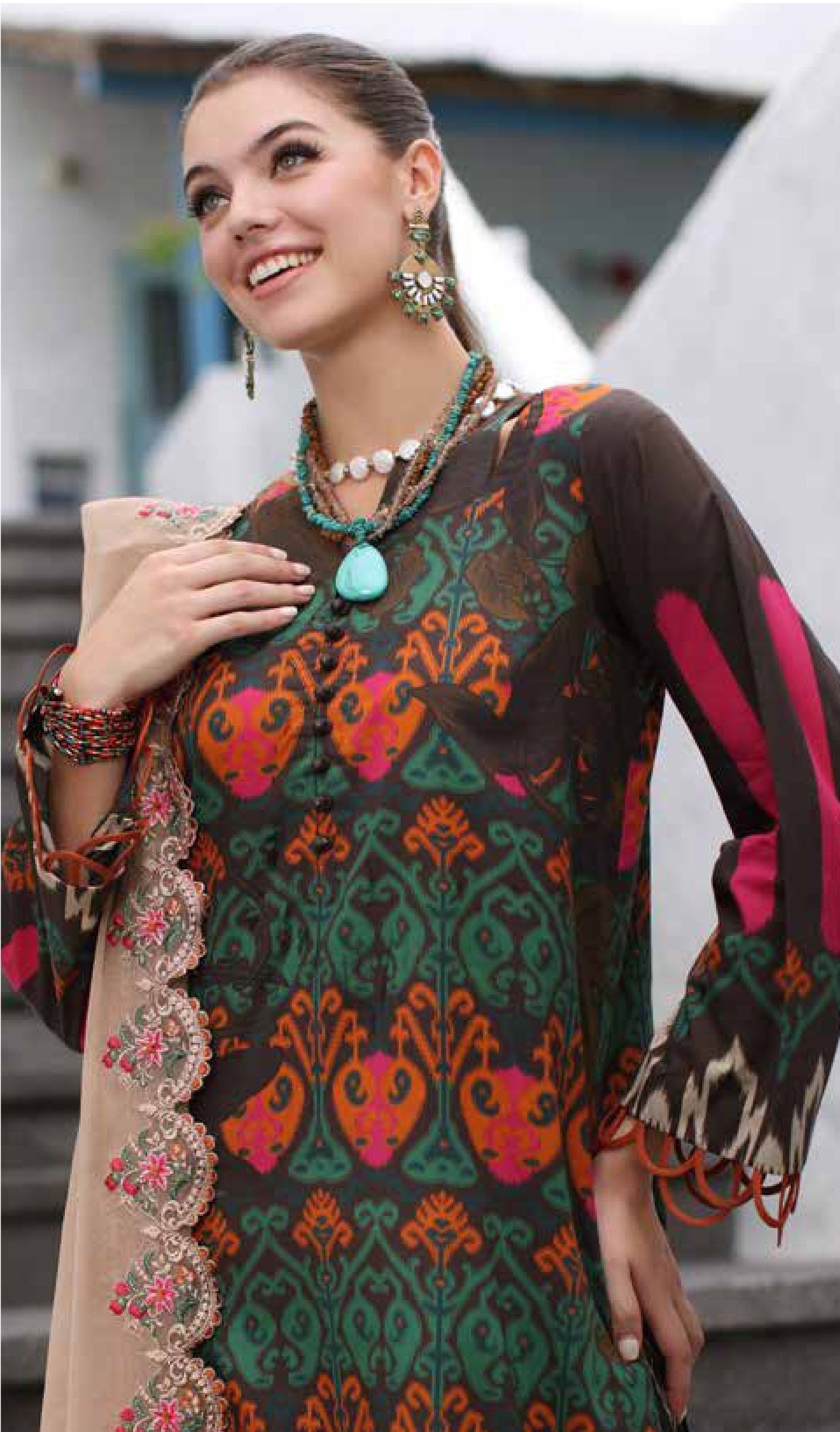 Eid Dress For Womens - Pakistani Embroidered Lawn Ramadan Partywear Festival Suits Salwar Kameez Suit In  Medium & Large Size