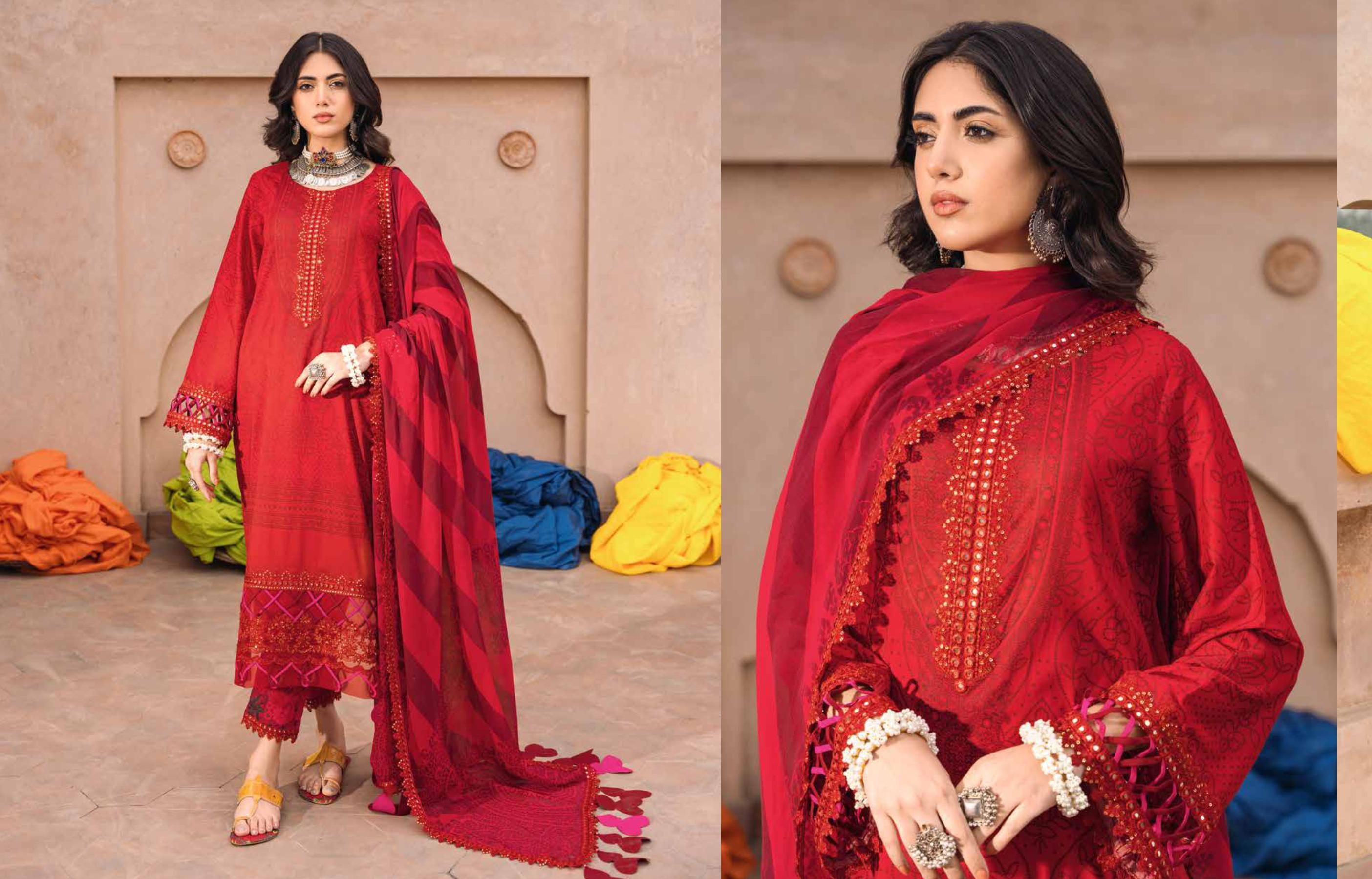 Eid Dress For Womens - Pakistani Embroidered Lawn Ramadan Partywear Festival Suits Printed Chunri Dress
