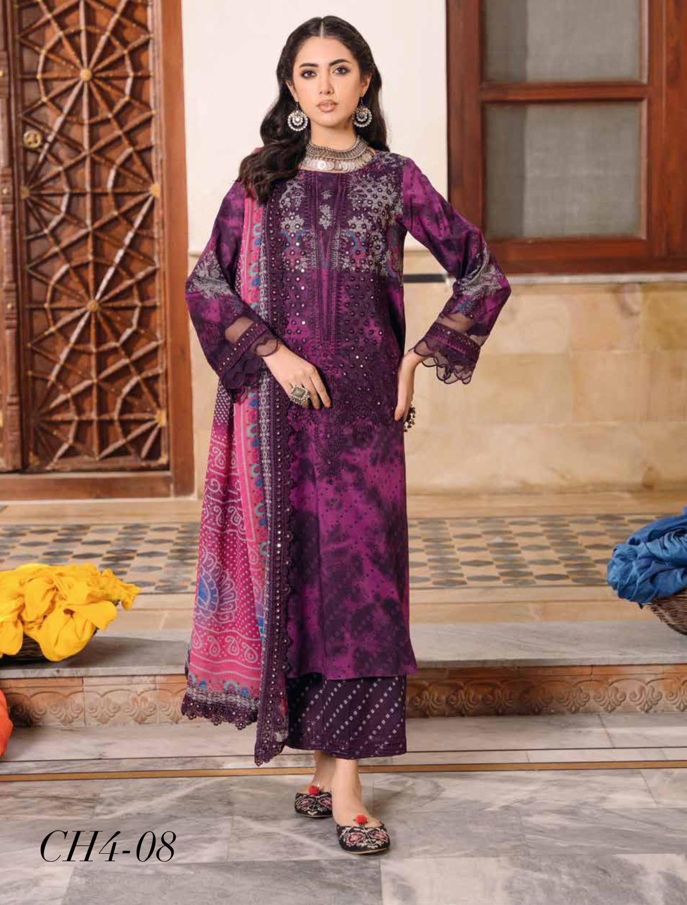 Eid Dress For Womens - Pakistani Embroidered Lawn Ramadan Partywear Festival Suits Printed Chunri Dress