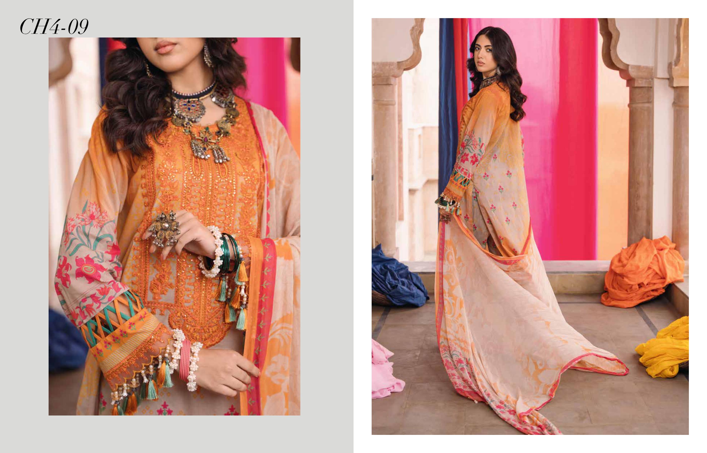 Eid Dress For Womens - Pakistani Embroidered Lawn Ramadan Partywear Festival Suits Printed Chunri Dress