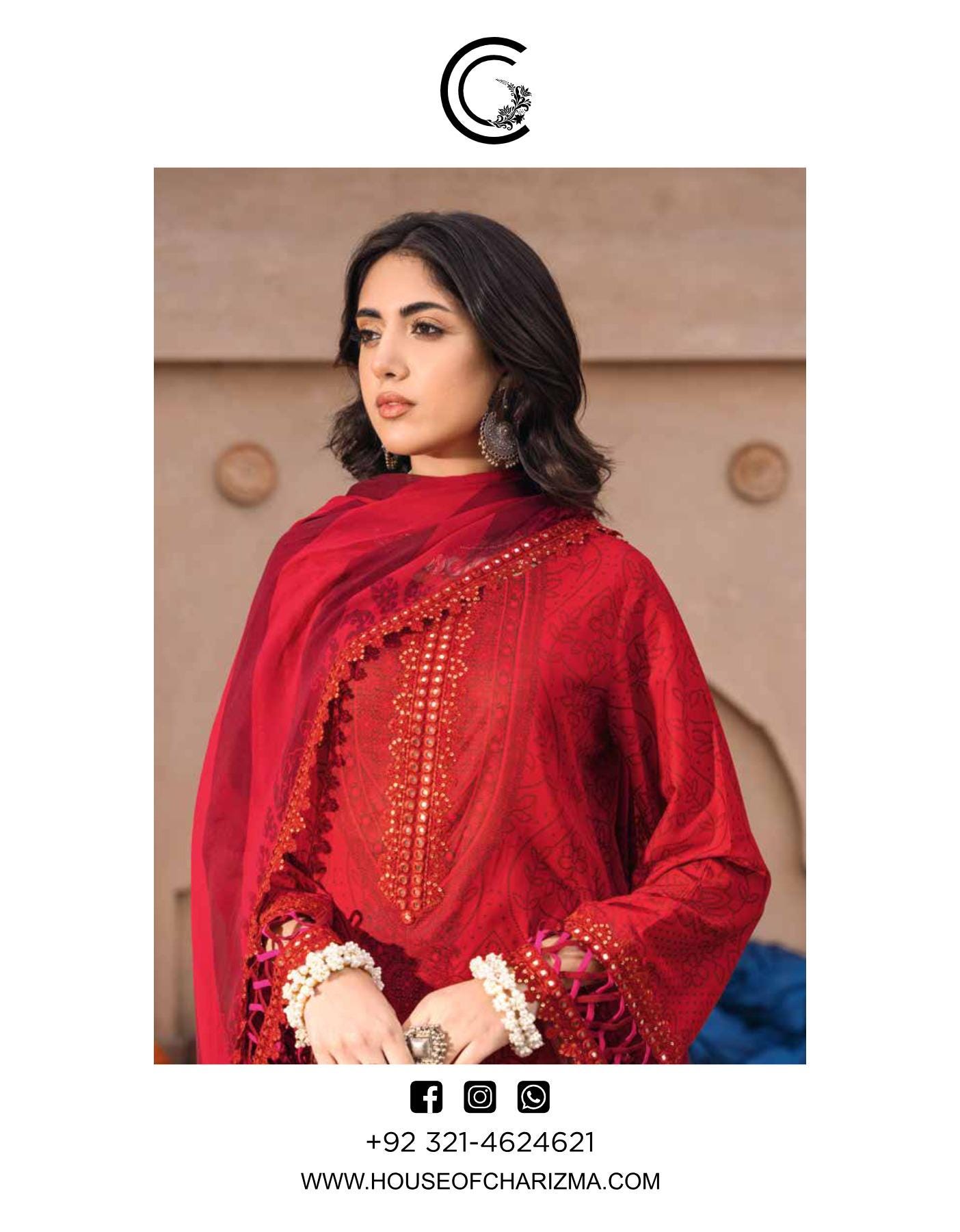 Eid Dress For Womens - Pakistani Embroidered Lawn Ramadan Partywear Festival Suits Printed Chunri Dress