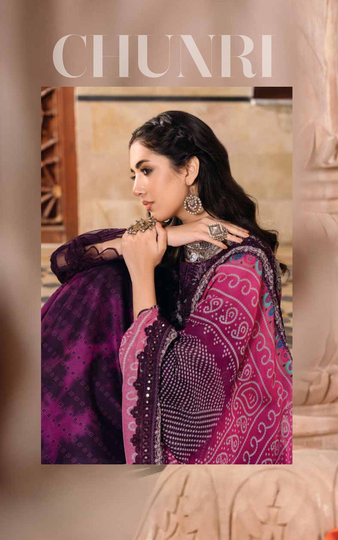 Eid Dress For Womens - Pakistani Embroidered Lawn Ramadan Partywear Festival Suits Printed Chunri Dress