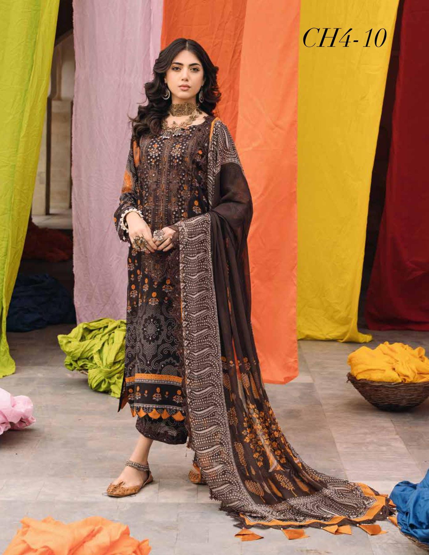 Eid Dress For Womens - Pakistani Embroidered Lawn Ramadan Partywear Festival Suits Printed Chunri Dress