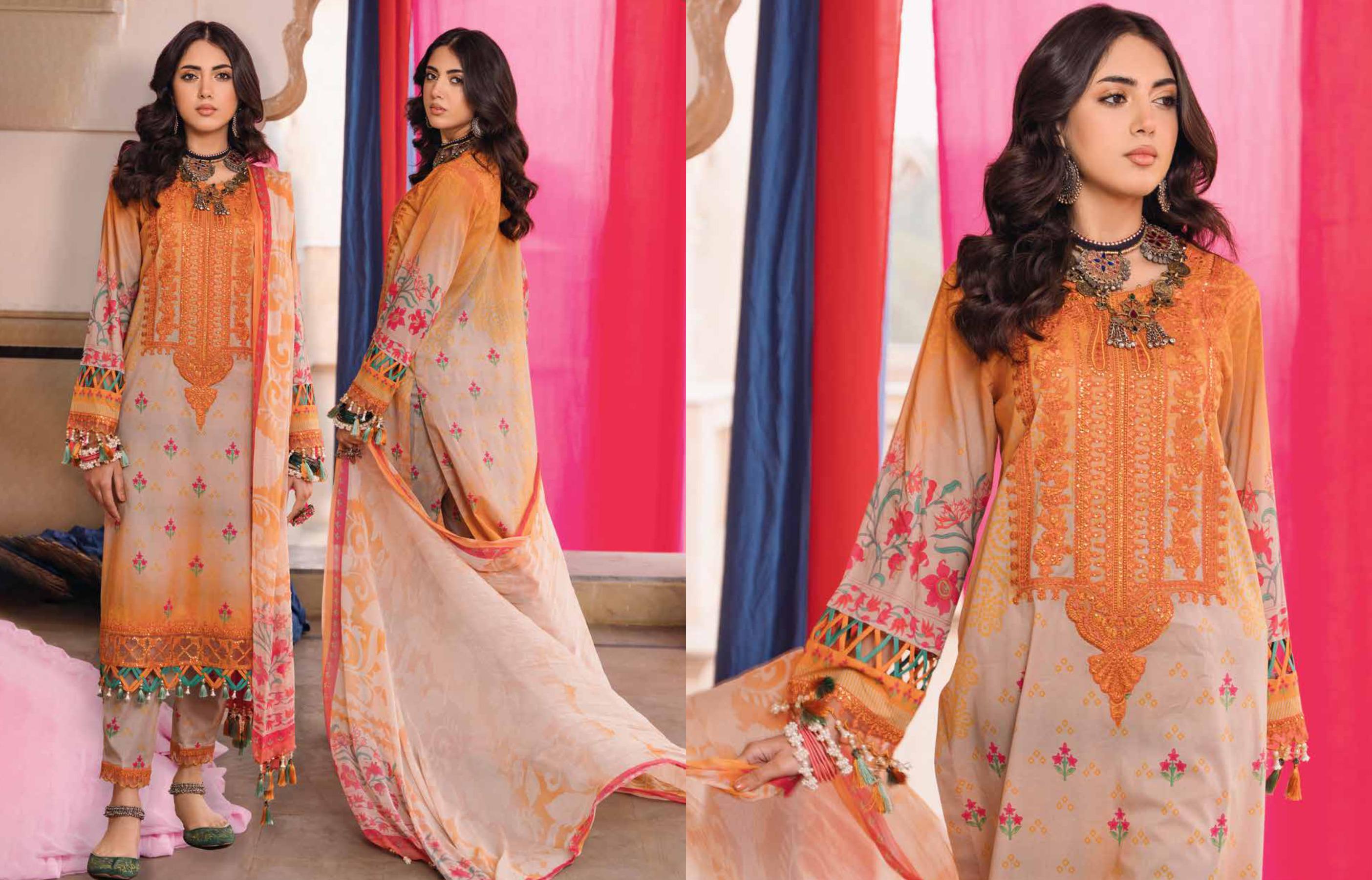 Eid Dress For Womens - Pakistani Embroidered Lawn Ramadan Partywear Festival Suits Printed Chunri Dress