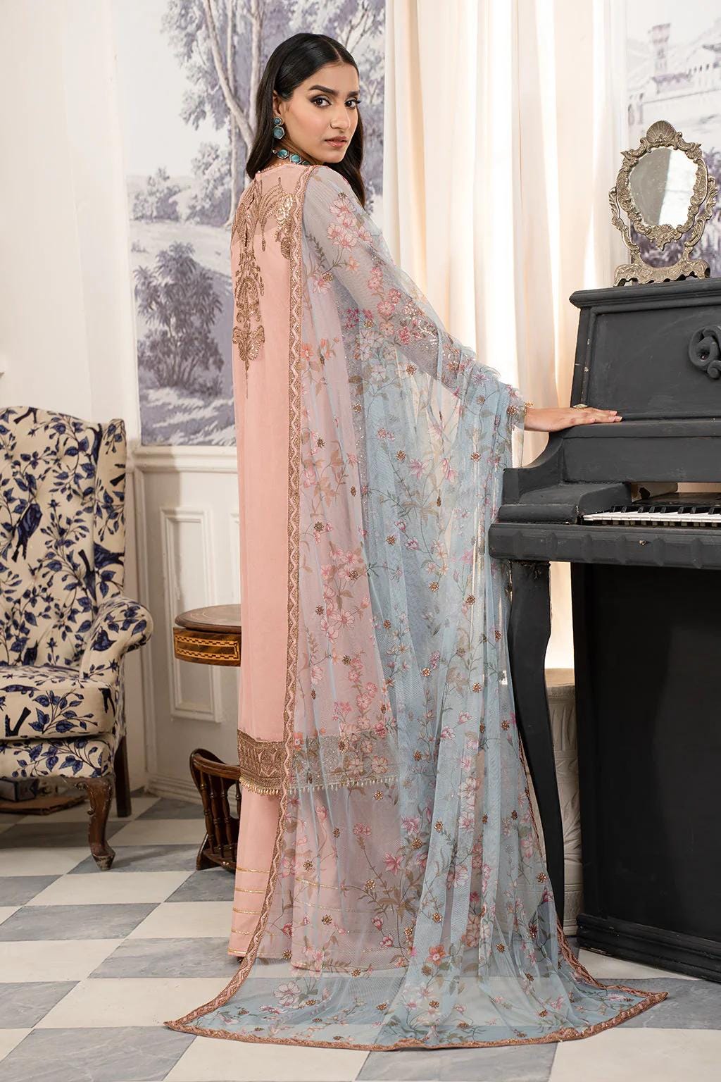 Eid Dress For Womens – Wedding Festival Salwar Kameez Suits Luxury Embroidered Net Pakistani Eid Partywear Suit In Medium & Large Size