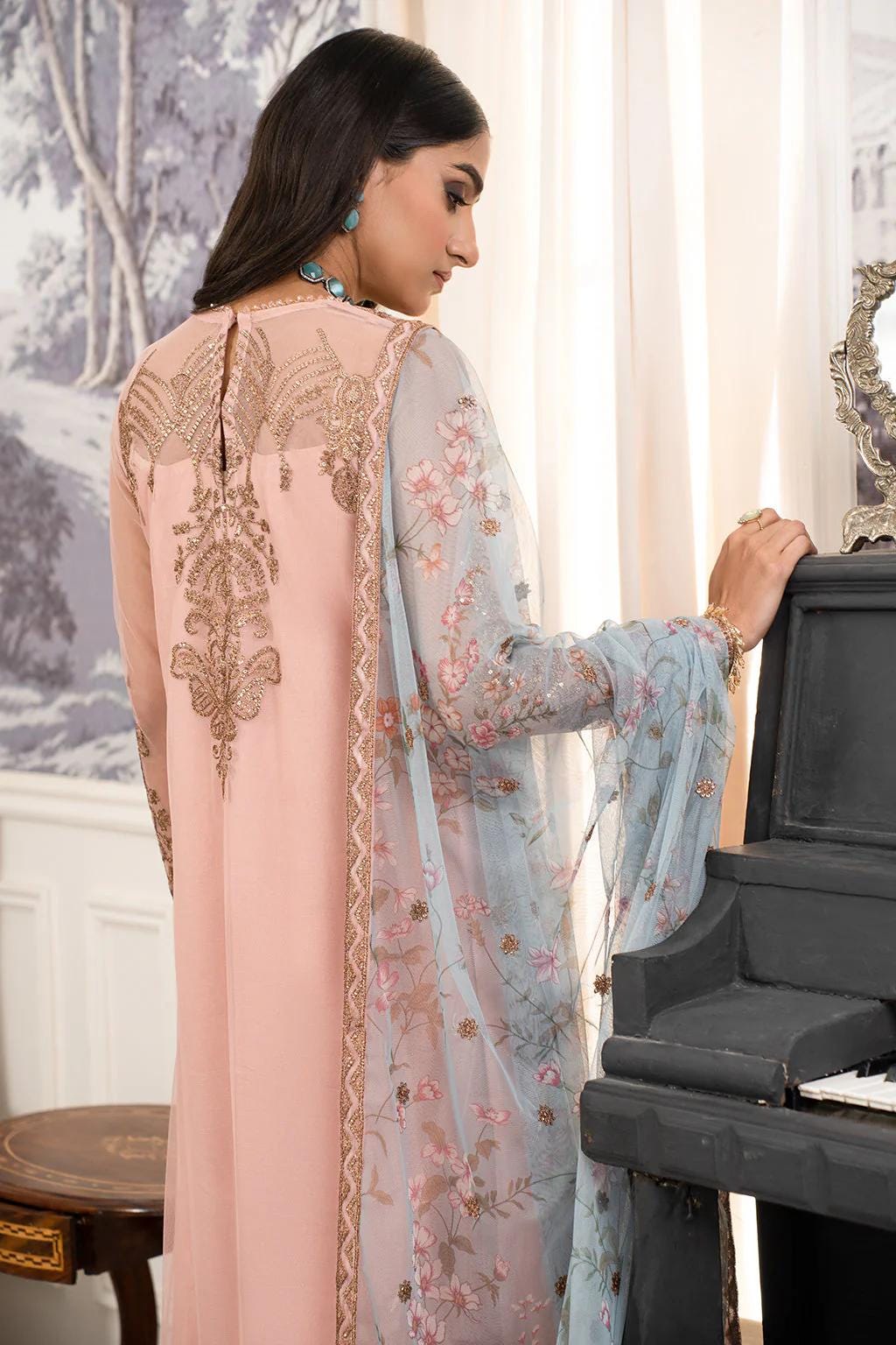 Eid Dress For Womens – Wedding Festival Salwar Kameez Suits Luxury Embroidered Net Pakistani Eid Partywear Suit In Medium & Large Size