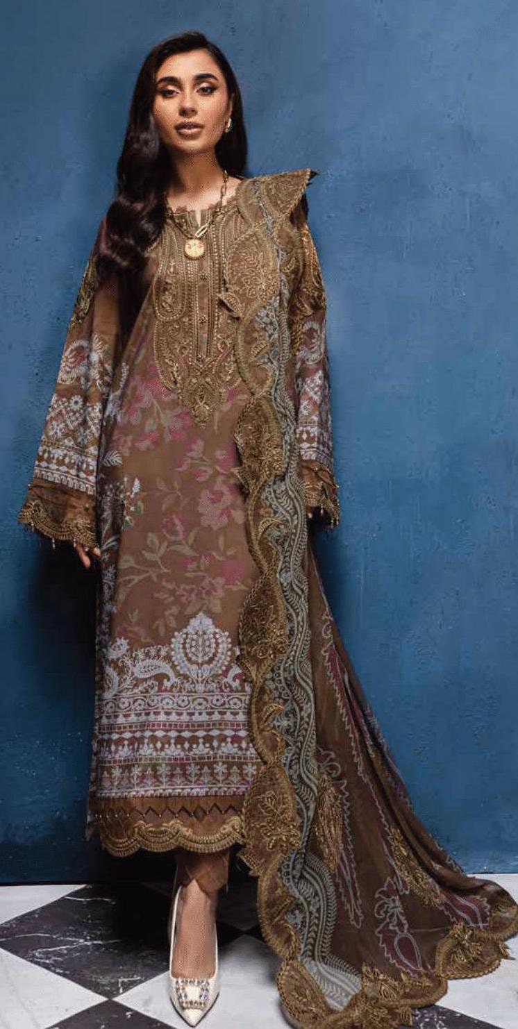 Eid Dress For Womens - Pakistani Embroidered Lawn Ramadan Partywear Festival Suits Winter Wear Linen in Medium Size