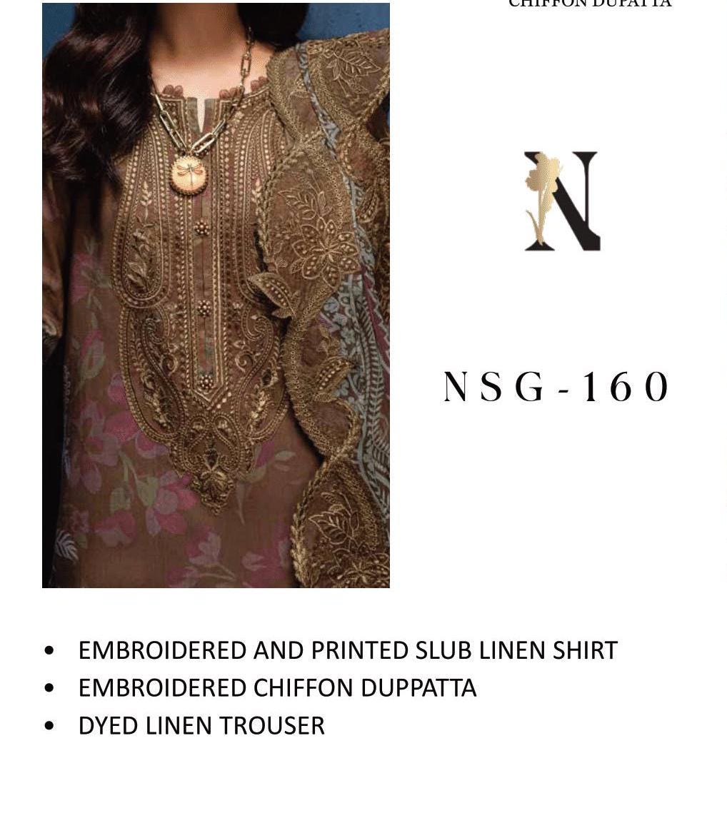 Eid Dress For Womens - Pakistani Embroidered Lawn Ramadan Partywear Festival Suits Winter Wear Linen in Medium Size