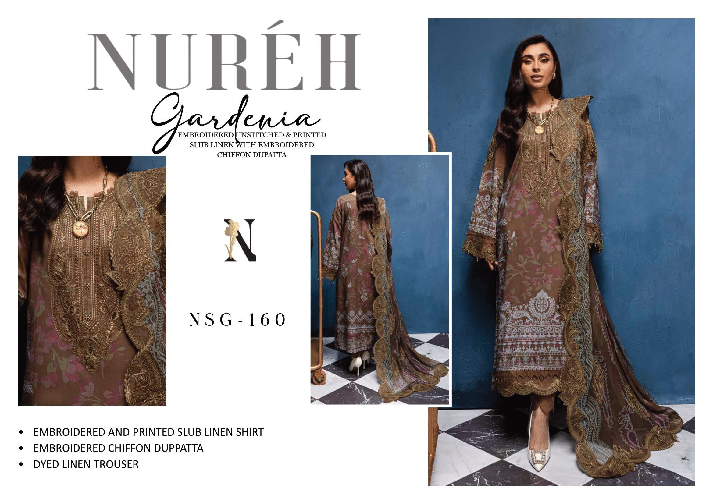 Eid Dress For Womens - Pakistani Embroidered Lawn Ramadan Partywear Festival Suits Winter Wear Linen in Medium Size