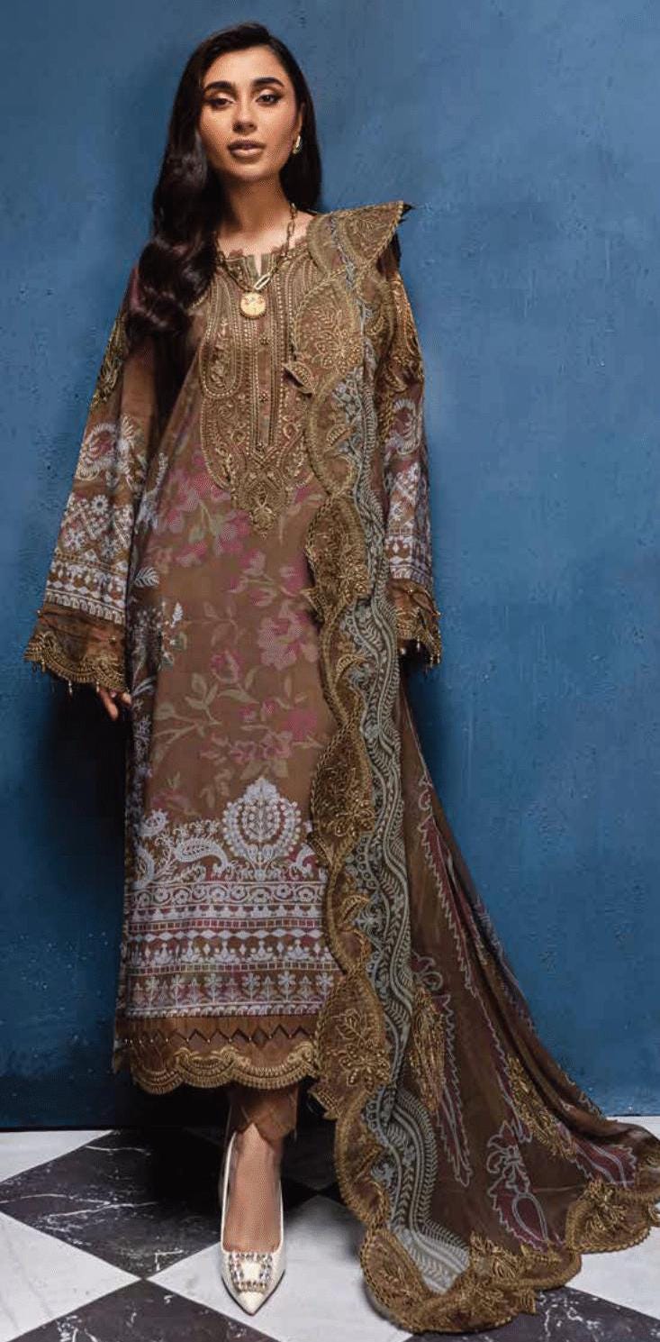 Eid Dress For Womens - Pakistani Embroidered Lawn Ramadan Partywear Festival Suits Winter Wear Linen in Medium Size