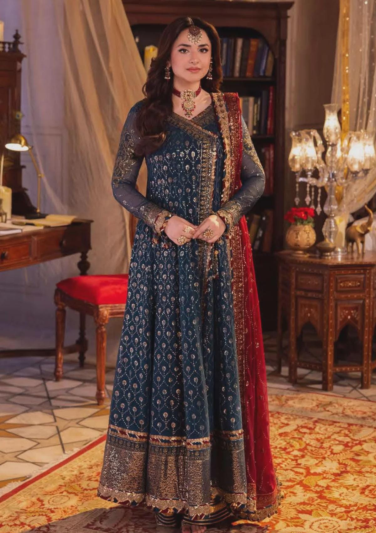 Eid Dress For Womens – Wedding Festival Salwar Kameez Suits Luxury Embroidered Chiffon Pakistani Eid Partywear Suit In Small & Medium Size