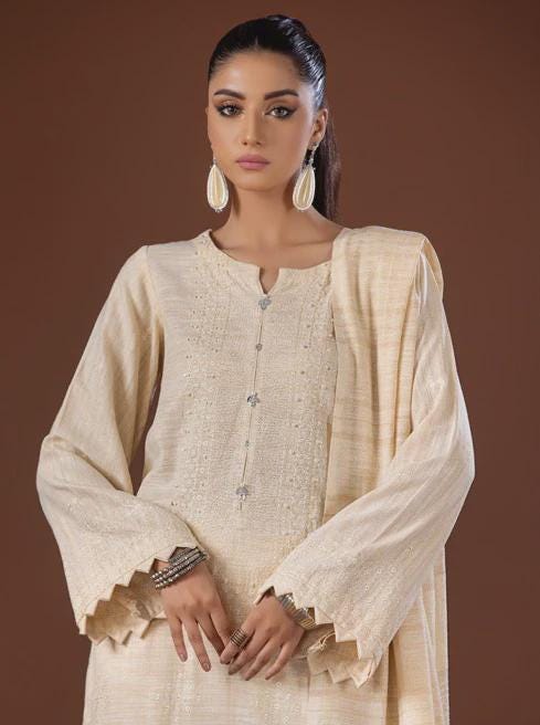 Eid Dress For Womens - Pakistani Embroidered Leather Peach - Ramadan Partywear Festival Suits in Large Size
