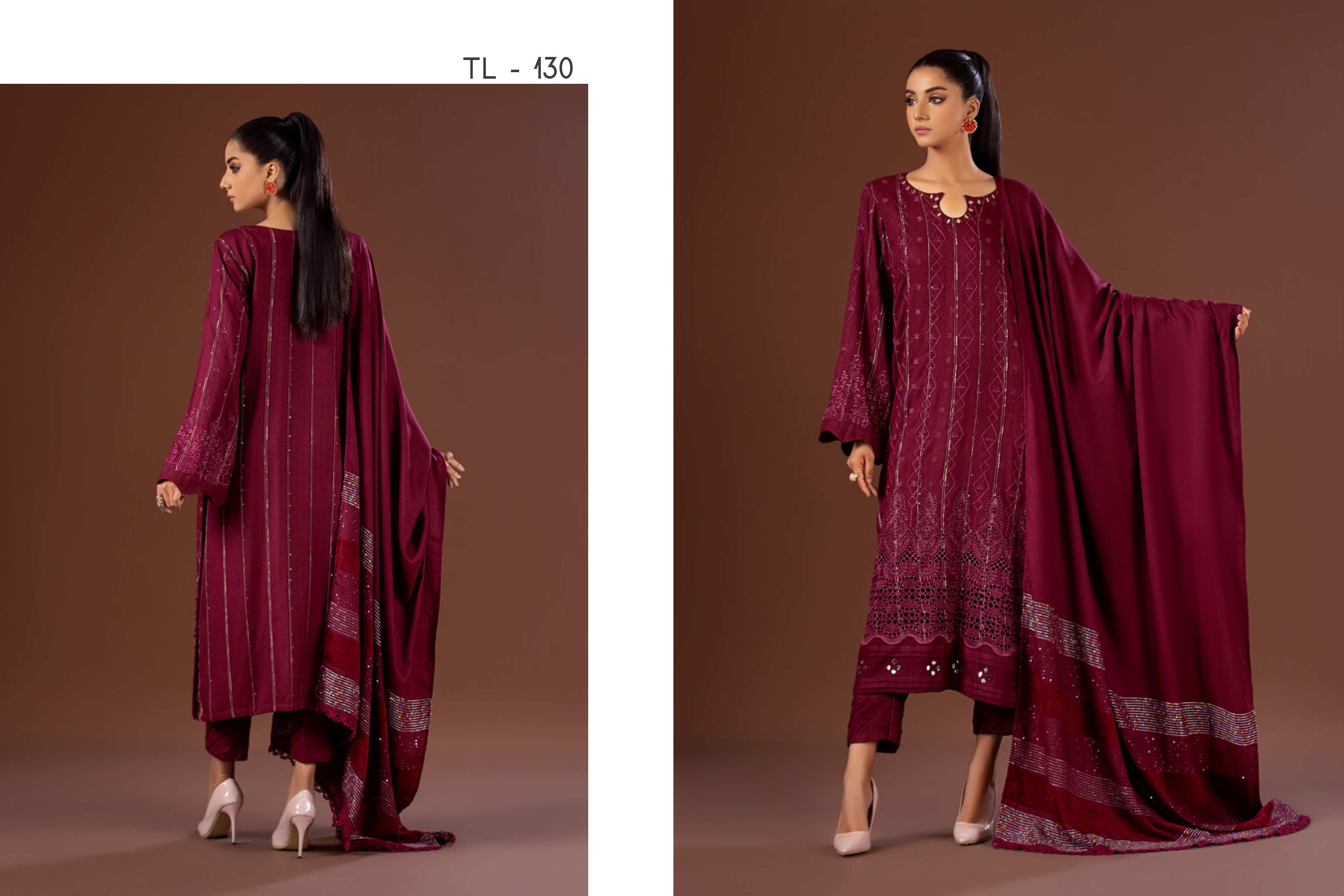 Eid Dress For Womens - Pakistani Embroidered Leather Peach - Ramadan Partywear Festival Suits in Large Size