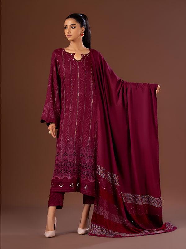 Eid Dress For Womens - Pakistani Embroidered Leather Peach - Ramadan Partywear Festival Suits in Large Size