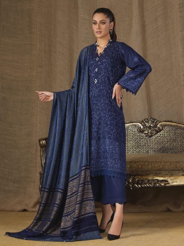 Eid Dress For Womens - Pakistani Embroidered Leather Peach - Ramadan Partywear Festival Suits in Large Size