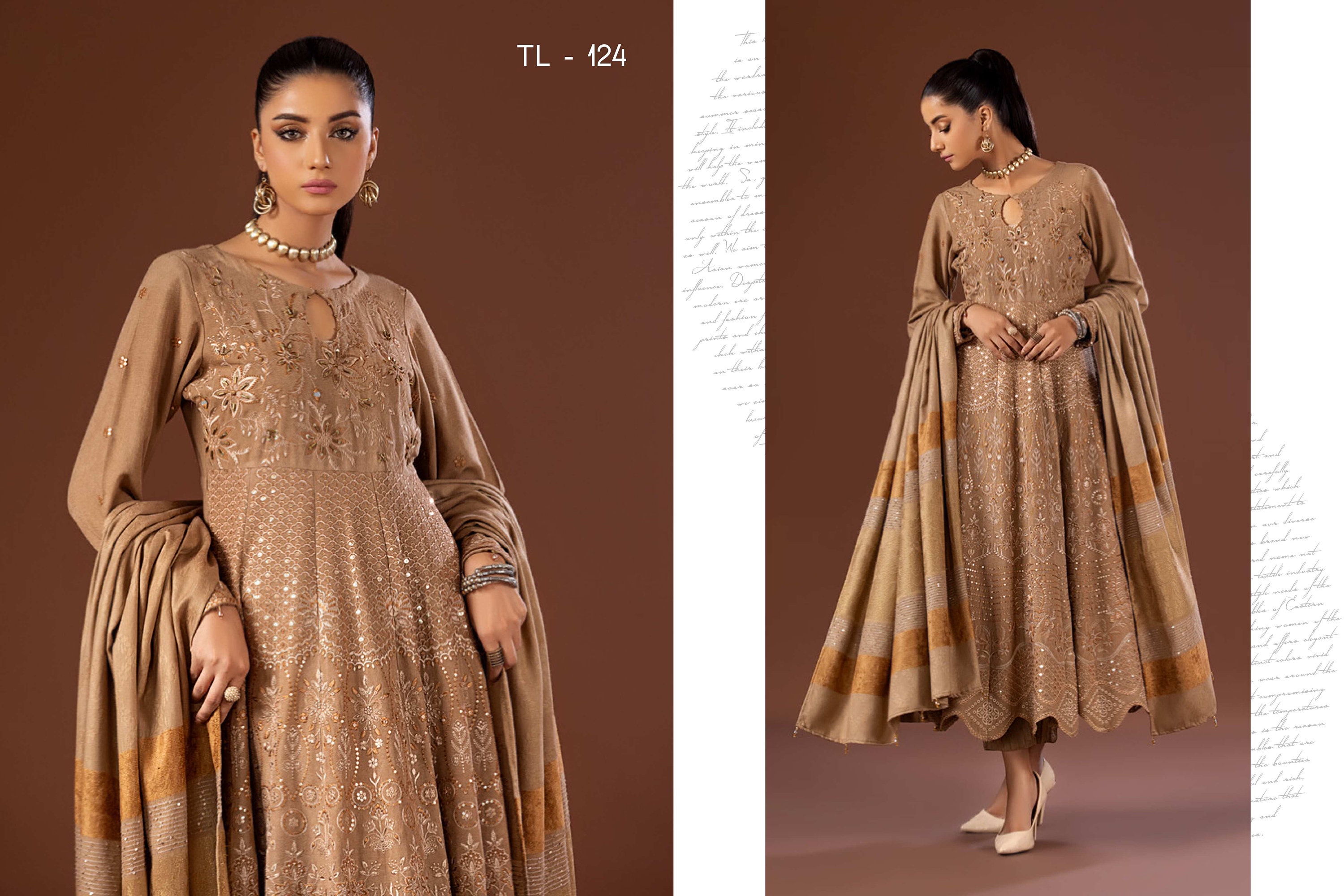 Eid Dress For Womens - Pakistani Embroidered Leather Peach - Ramadan Partywear Festival Suits in Large Size