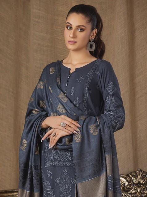 Eid Dress For Womens - Pakistani Embroidered Leather Peach - Ramadan Partywear Festival Suits in Large Size
