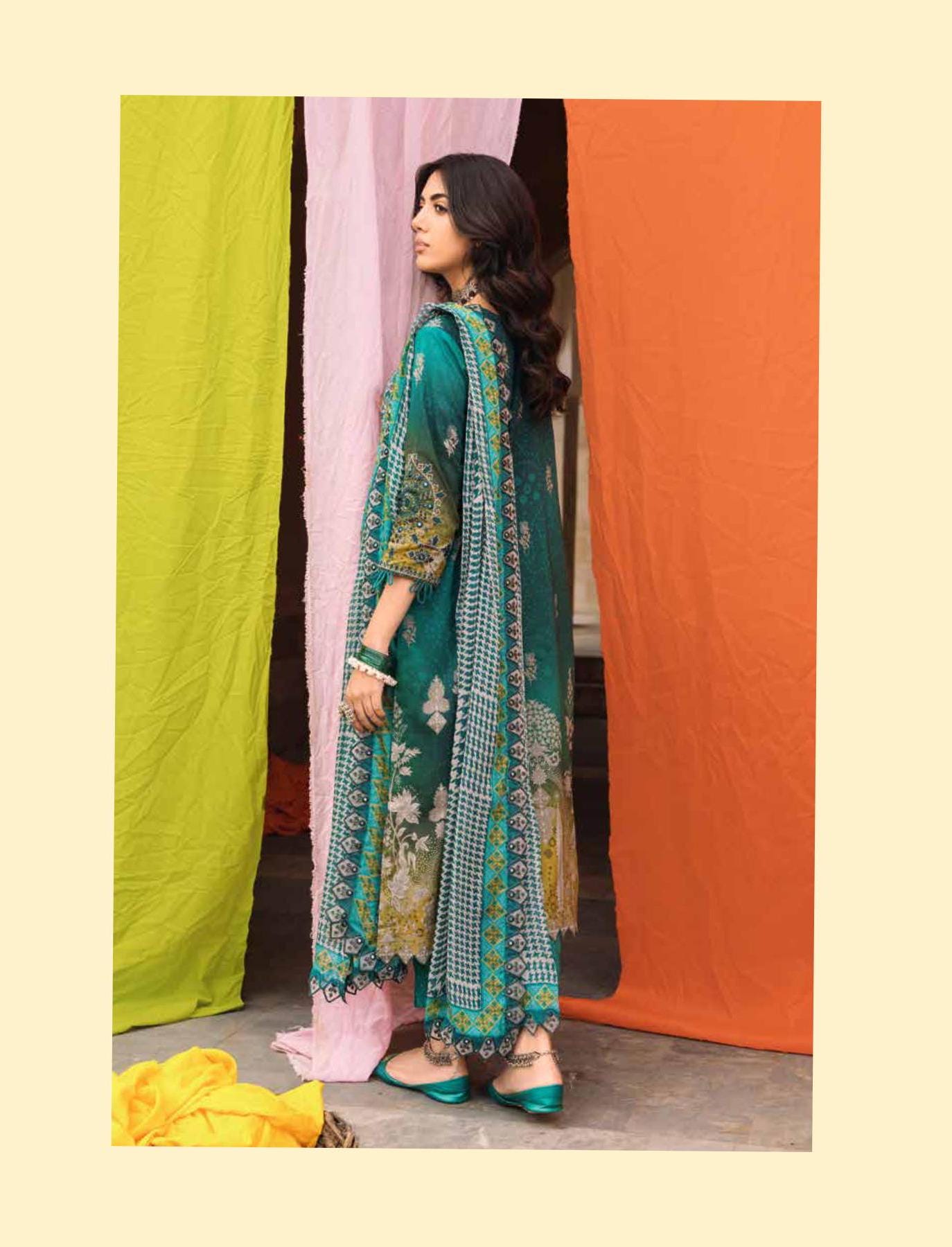 Eid Dress For Womens - Pakistani Embroidered Lawn Ramadan Partywear Festival Suits Printed Chunri Dress In Medium & Large Size