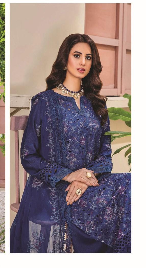 Eid Dress For Womens - Pakistani Embroidered Karandi Ramadan Partywear Festival Suits Salwar Kameez Suit In Large Size By Rumli