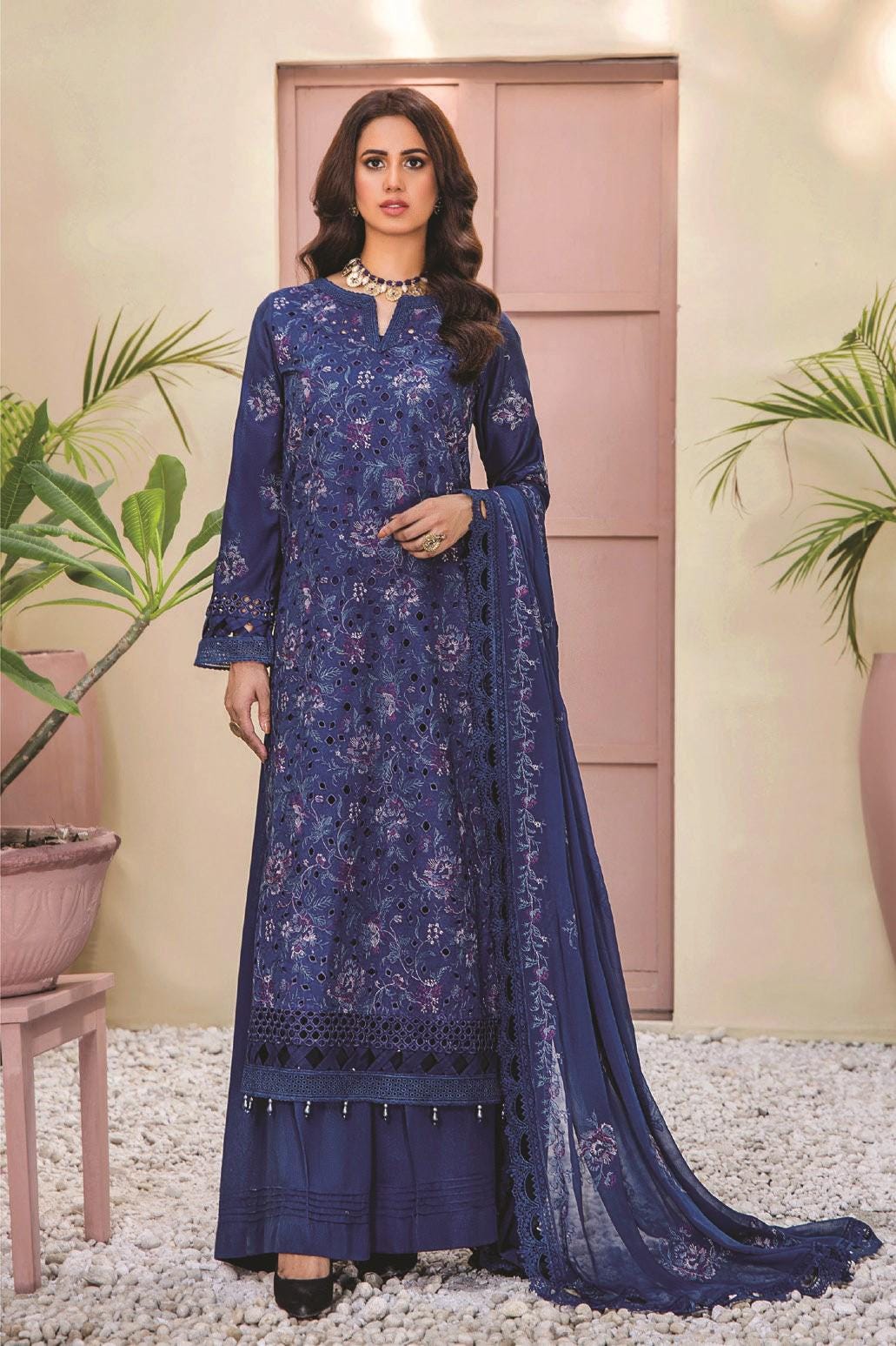Eid Dress For Womens - Pakistani Embroidered Karandi Ramadan Partywear Festival Suits Salwar Kameez Suit In Large Size By Rumli